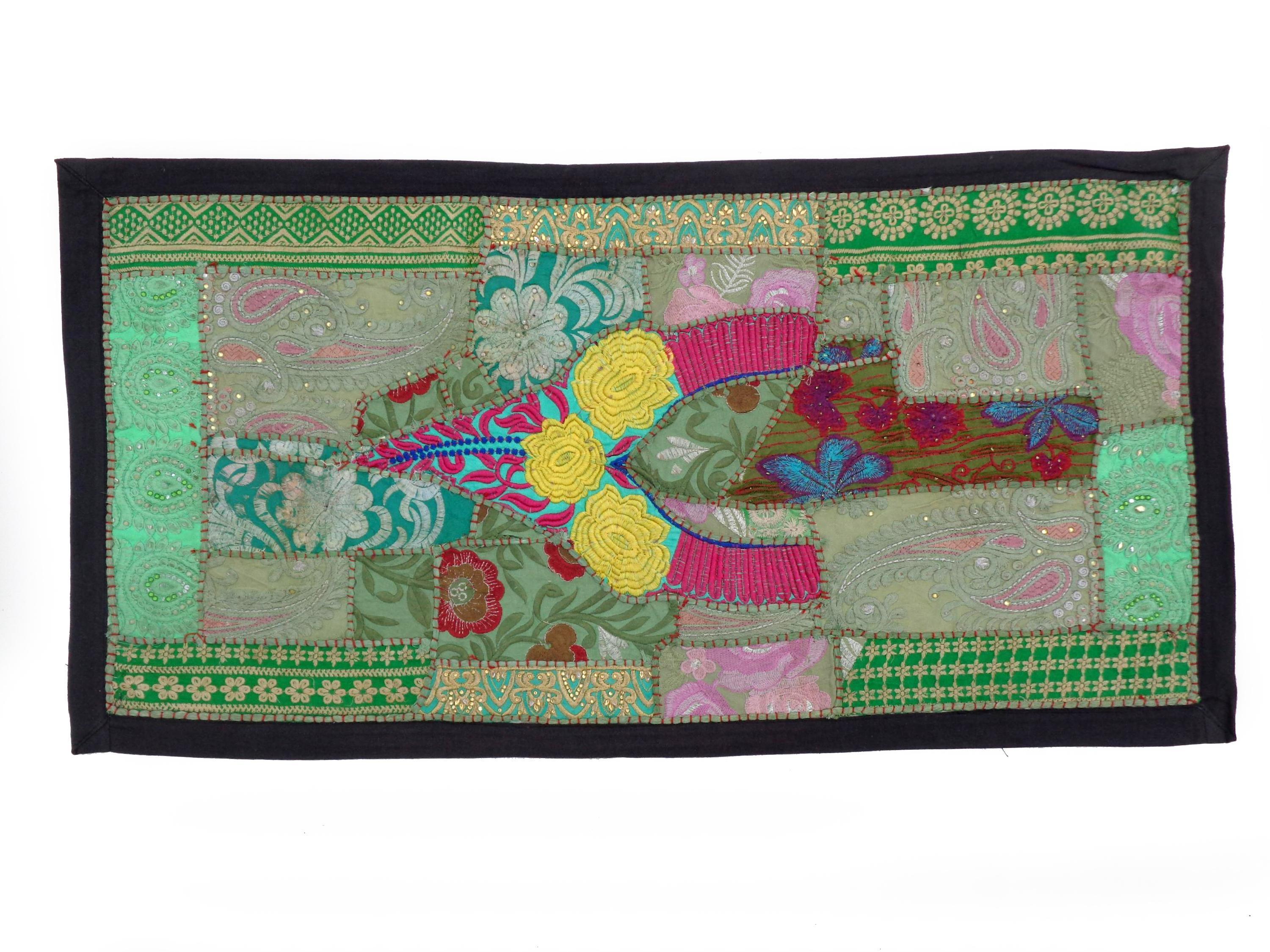 Wall Hanging Vintage Bohemian Indian Handmade Embroidered Patchwork Tapestry TJ64
