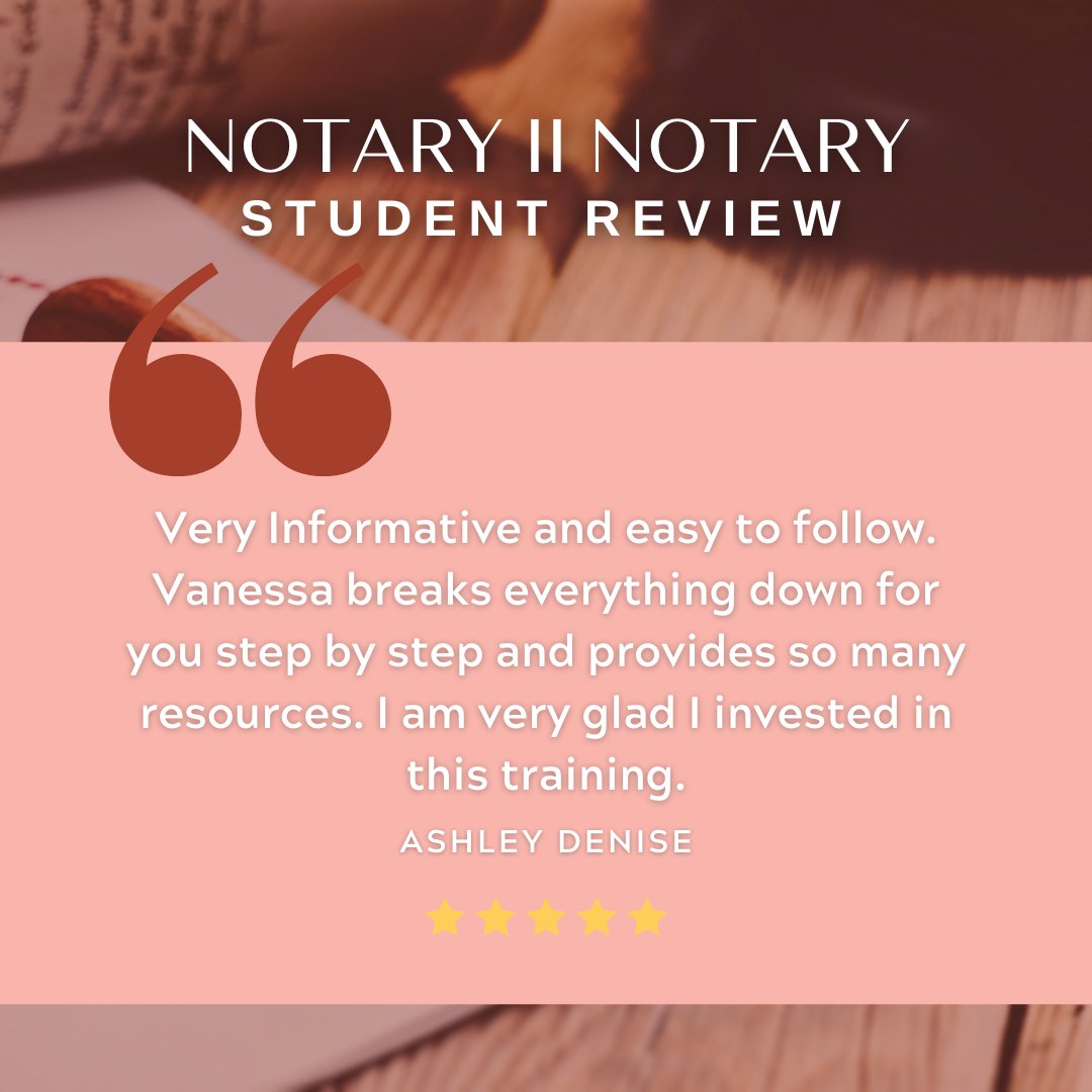 Notary2Notary's tweet image. 👏🏾👏🏾Out students complete our training feeling prepared!
We take pride in training professional and thorough notaries.

🚨Start your notary journey today.
notary2notary.com
.
.
.
#Notary2Notary #notarysigning #nationalnotary #travelingnotary