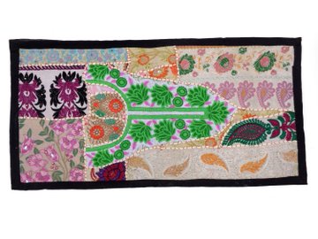 Wall Hanging art Vintage Antique Indian Handmade Embroidered Patchwork Tapestry TJ69
