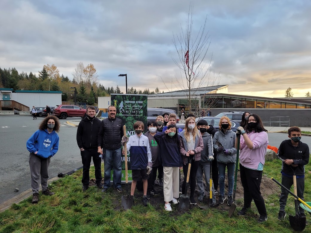 Tree planting day!  Our school was donated a large Katsura tree to help with global warming and enhance learning.  Thanks to <a href="/sd43bc/">School District 43</a> and Emperor Stone #outdoored <a href="/43EagleMountain/">EagleMountain Middle</a> <a href="/Kirsten_SD43/">Kirsten Paterson</a> <a href="/DanielMar785/">Daniel Martin</a>