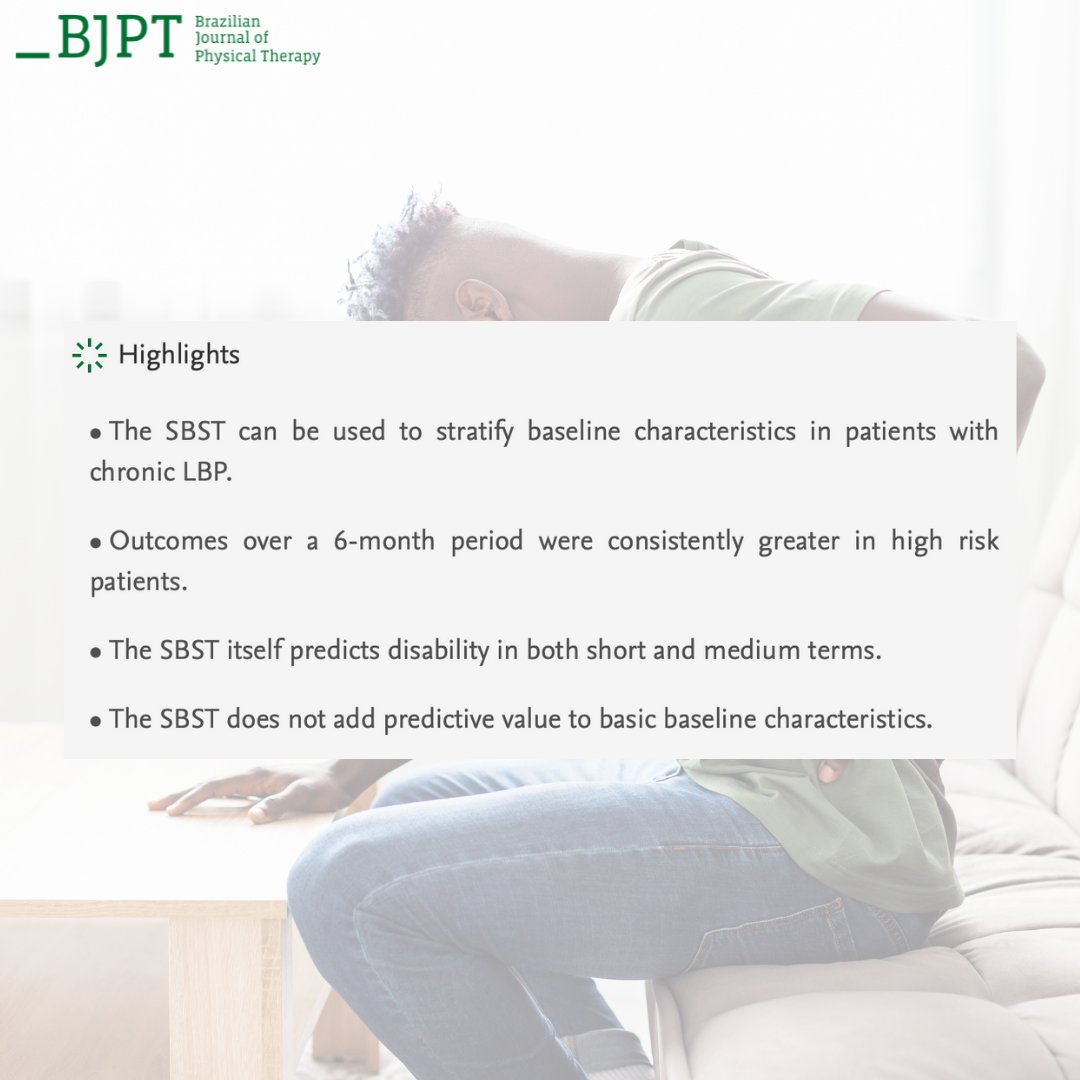 BrazJPhysTher's tweet photo. ⬇️⬇️
.
1⃣ more from the 🇧🇷 Back Pain Research Group
#BBPRG
.
Use of the STarT Back Screening Tool in patients w/ chronic LBP receiving PT interventions
.
https://t.co/jTjIrlgC5u
.
@medeirosflavia_ @DraSalomao @lcos3060 @ale_garciaPT @LuciolaMCosta 
.
#lowbackpain #Rehab #BJPT https://t.co/E8amCw2lB1