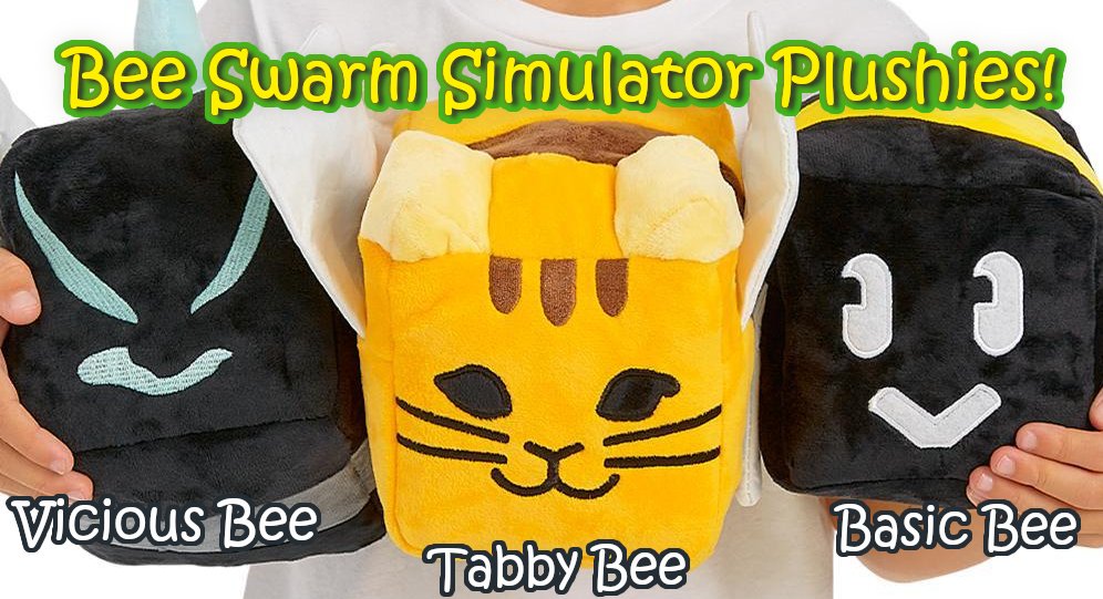 The first ever official Bee Swarm Simulator plushies are available now at shop.beeswarm.com! Vicious, Tabby, and Basic Bee (super cute). You can use code 'PlushFriday' in game for boosts to mark the occasion! 🐝👍