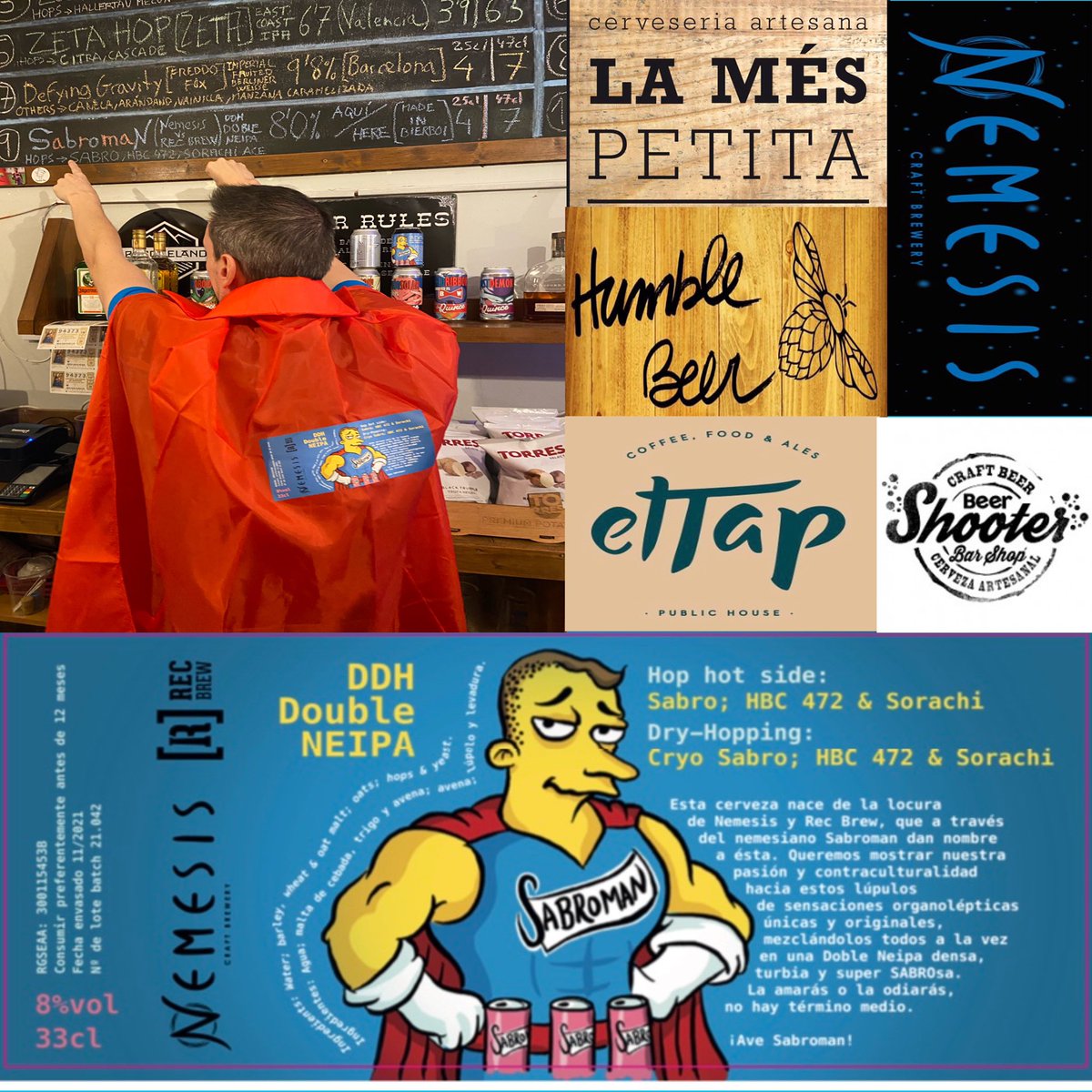 BreweryNemesis's tweet photo. Desde hoy ya podéis probar Sabroman en @LaMesPetita @eltapbcn @BreweryNemesis beer shooter sants y Humble beer https://t.co/K1zvrIaq8R