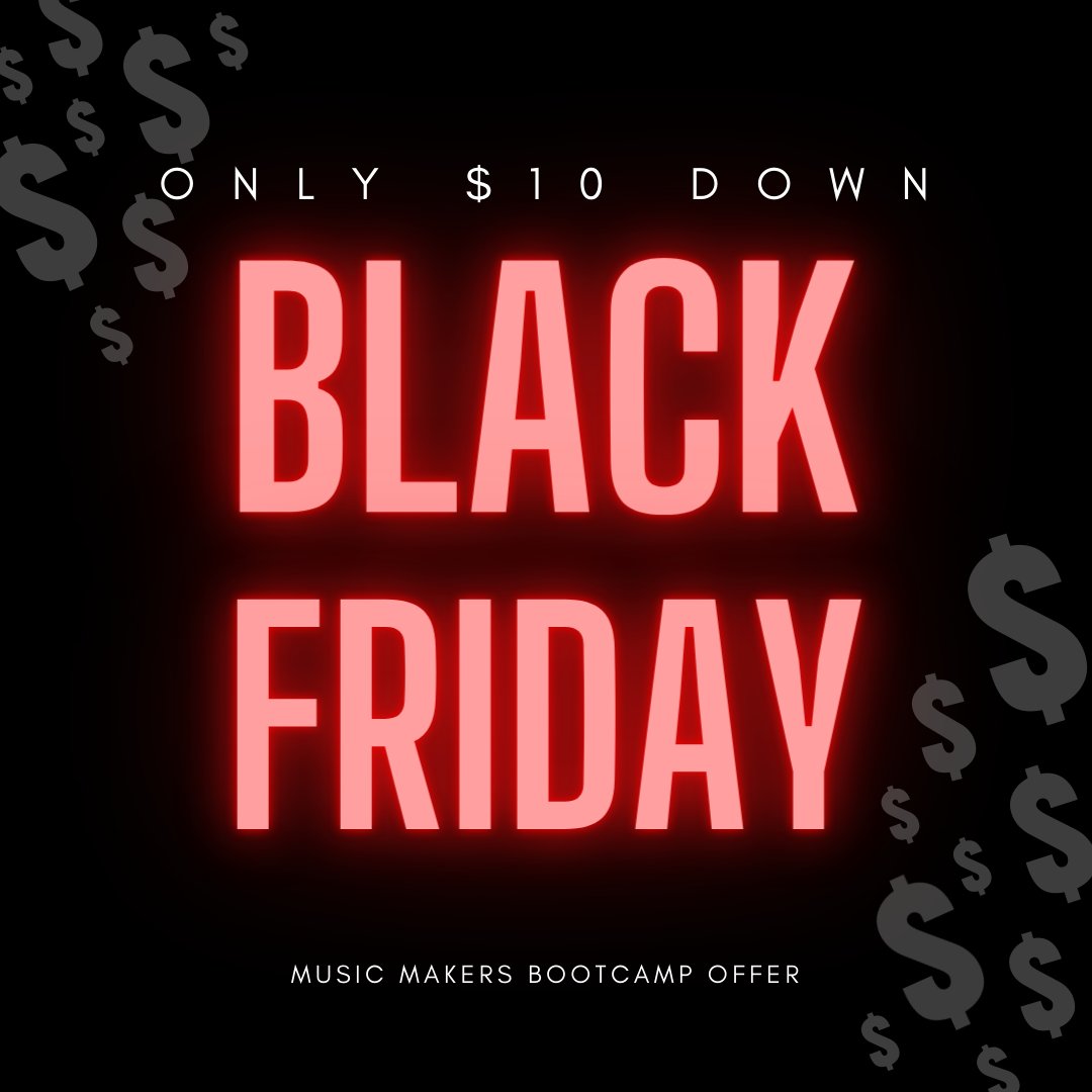 Our Black Friday offer has been revealed! If you want to come to Music Makers Bootcamp, you get... - $90 off your ticket - 3 Black-Friday-Special bonuses - Sign up for only $10 down! Go to buff.ly/3E1kCzJ