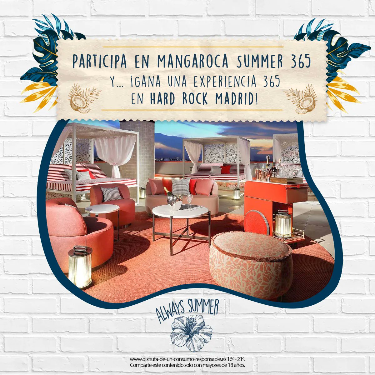 Mangaroca_es's tweet photo. Hemos organizado un verano sin fin, ¿te apuntas? 🤩🌅 Consigue una noche en el @HardRockHotels de Madrid, más cena y cócteles incluidos en la terraza RT60 -con sus vistas 360º y música en directo-. 🙌😎⁣ 🌴 ¡Entra al link participa! 🌴 ⁣➡️ https://t.co/JVRR24eNKJ https://t.co/g4tDaTb5sL