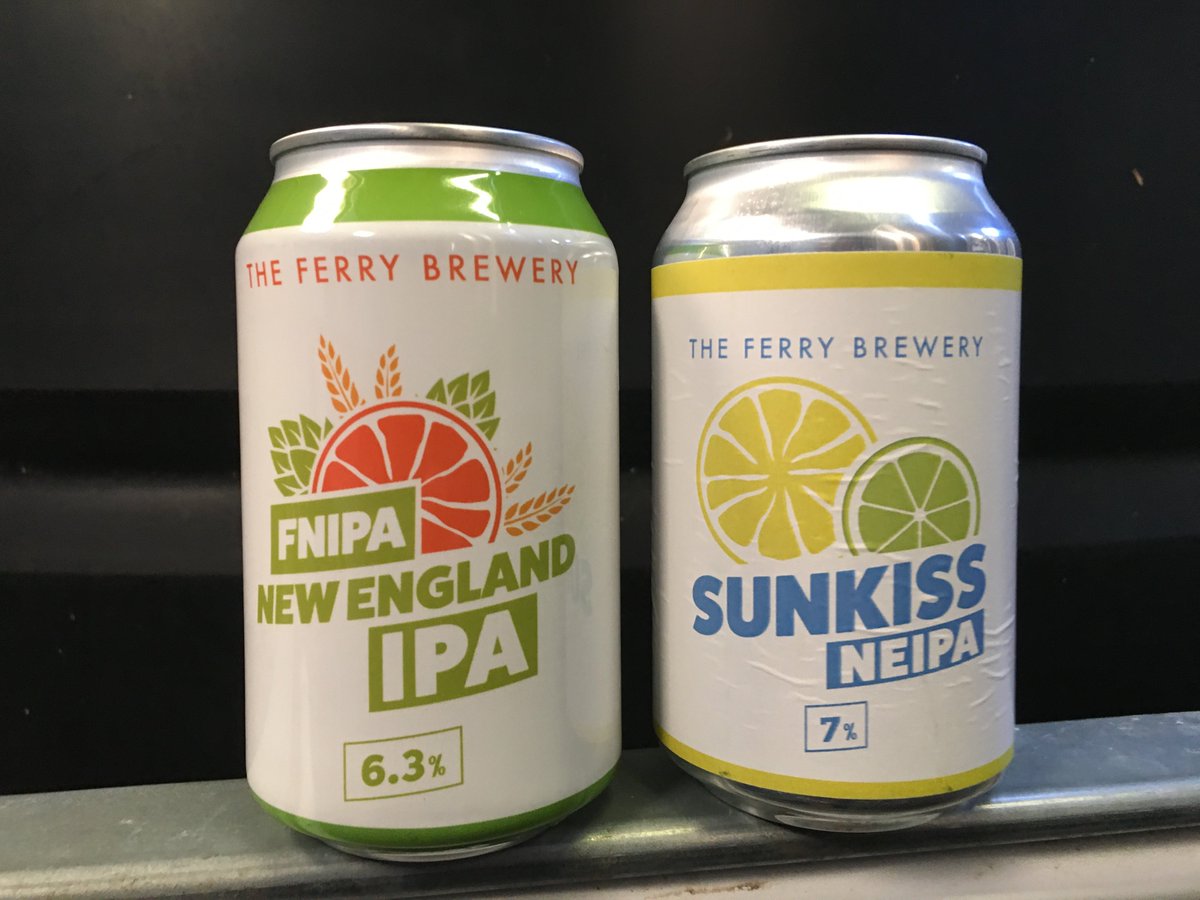 FerryBrewery's tweet photo. It's Friday Again, which #NEIPA are you feeling this weekend?  Your choice, only £2.65 each! Yum!
#FNIPA - 6.3% juicy  &amp; citrusy aroma &amp; flavours  
#SunKiss - 7% citrus &amp; tropical fruit aromas &amp; flavours  🚚https://t.co/RwzVSAZIOz  Shop Fri &amp; Sat 12-7pm #FerryTasty https://t.co/kyLoP5K31L