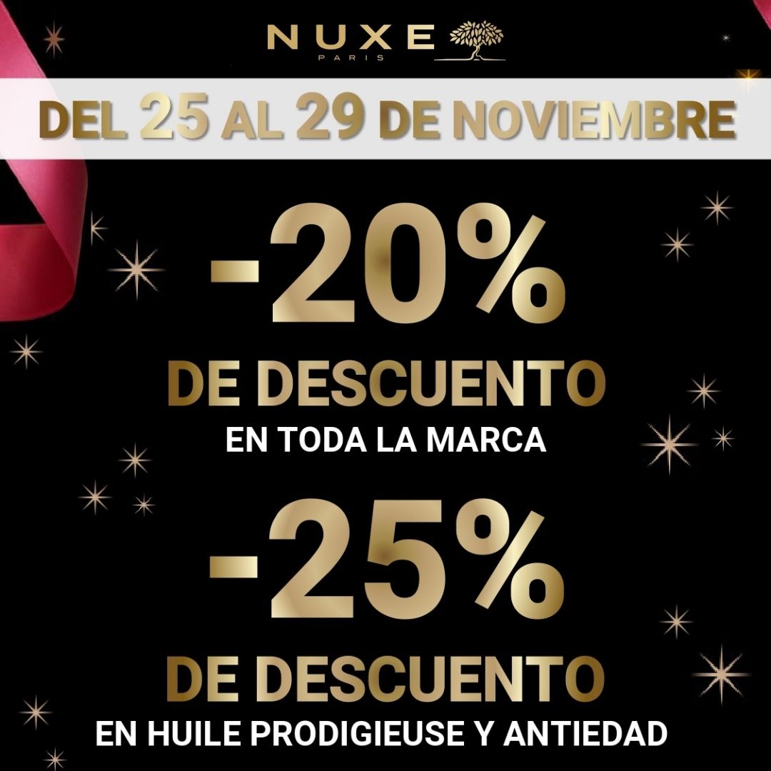FarmaVSLorenzo's tweet photo. 📣🖤 BLACK FRIDAY
⚫ -20% de descuento en toda la marca
⚫ -25% de descuento en HUILE PRODIGIEUSE Y ANTIEDAD 👏
Esta promoción será valida del 25 al 29 de noviembre, no te la pierdas. 
Promoción disponible en Farmacia Valle San Lorenzo
#blackfriday #blackfriday2021 #nuxe https://t.co/BXMoKPttzQ