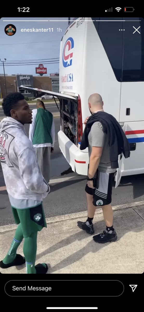 taylorcsnow's tweet photo. Bad news:              Good news:
Celtics bus             It broke down
broke down.           at heaven’s gates https://t.co/FbSwUYTlot