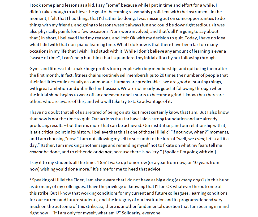 FrankCormierUM's tweet photo. A few thoughts on the @UMFA_FAUM strike that I needed to get out of my head. Not preaching, just sayin'.
#umfa2021 #UMFASTRONG https://t.co/KbZHsCEZ6H