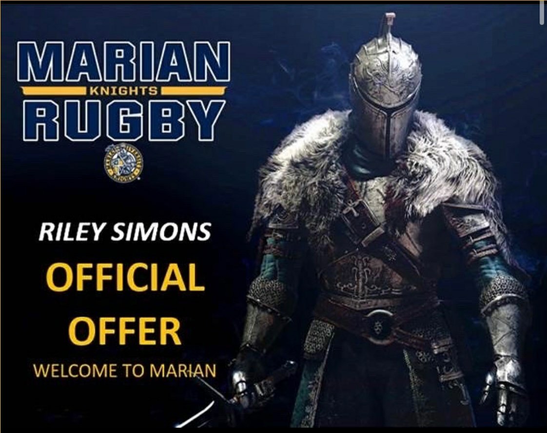 RileySimons9's tweet image. After a great call with Coach Harley, I'm so proud to have received an official offer and scholarship to play rugby at Marian University! Thank you, @MUKnights and @MarianURugby, and my coaches at @phhsathletics and Pendleton Rugby for their guidance and support!