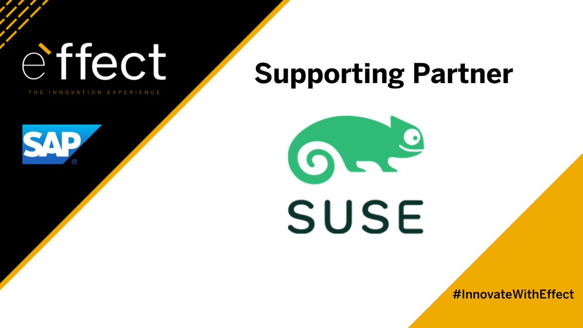 SUSE's tweet image. We&apos;re proud to sponsor Innovation Lane at @SAP Effect! Drop in on solution demos, ask experts how-to questions, get practical advice, and pick up some best practices.​ Click here for event information and registration.👉okt.to/nJF68O

#InnovateWithEffect