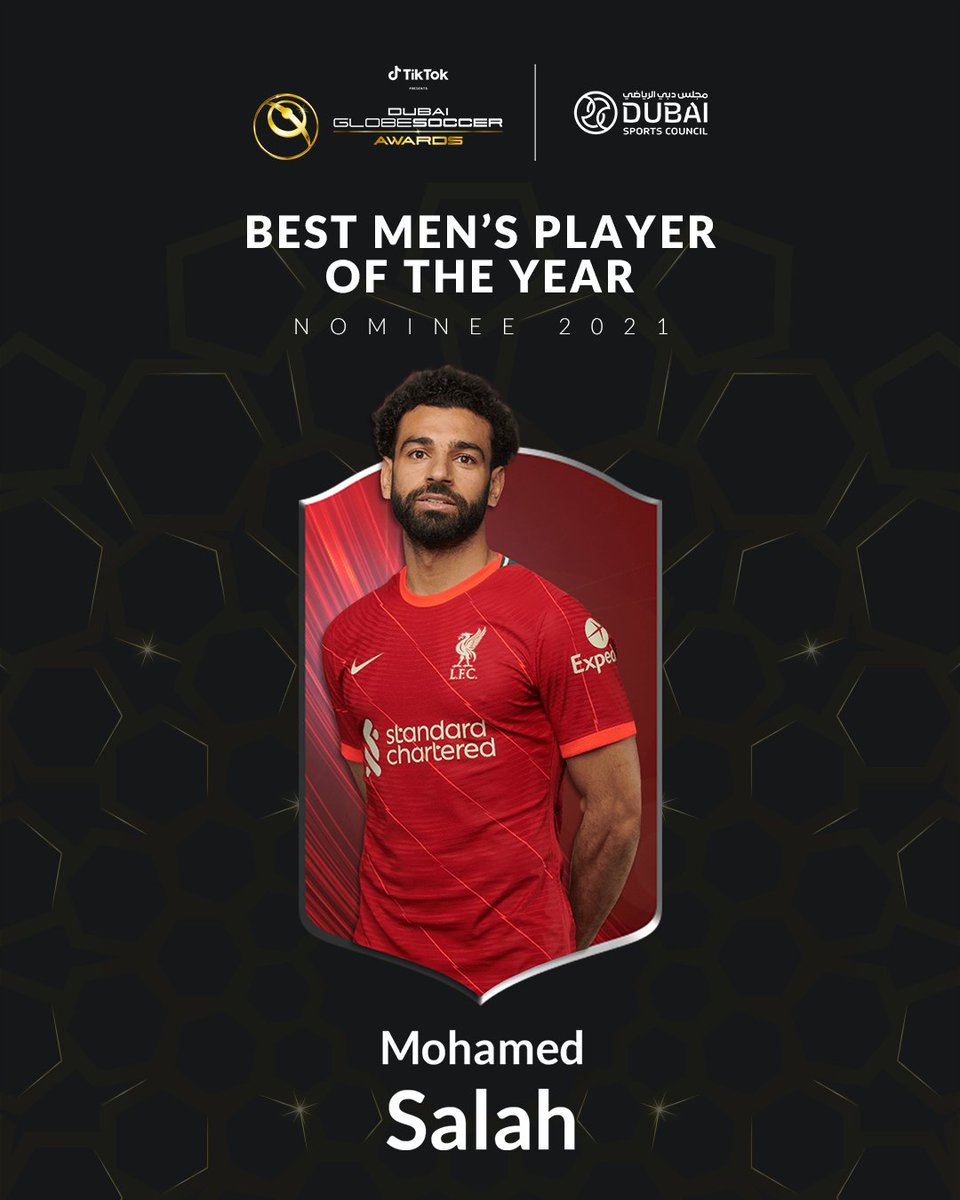 Globe_Soccer's tweet photo. Mohamed Salah is nominated for BEST MEN'S PLAYER OF THE YEAR at Globe Soccer Awards 2021!!! ✨

VOTE NOW! https://t.co/BSvBYFWr33

@MoSalah #GSA21 #GlobeSoccerAwards https://t.co/PhC2wgKqkQ