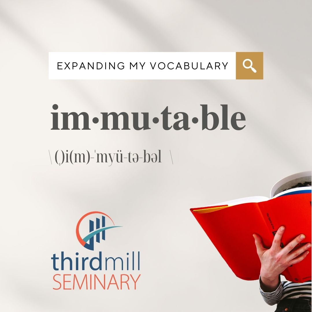 ThirdmillSem's tweet photo. Immutable
When referring to God, it means He does not change in His being, perfection, and purposes.
#immutable #learning #seminary #seminarian #studytheBible #biblicaltheology #thirdmill #english #dictionary #wordoftheday #thirdmillseminary https://t.co/WlPsW2C6PC
