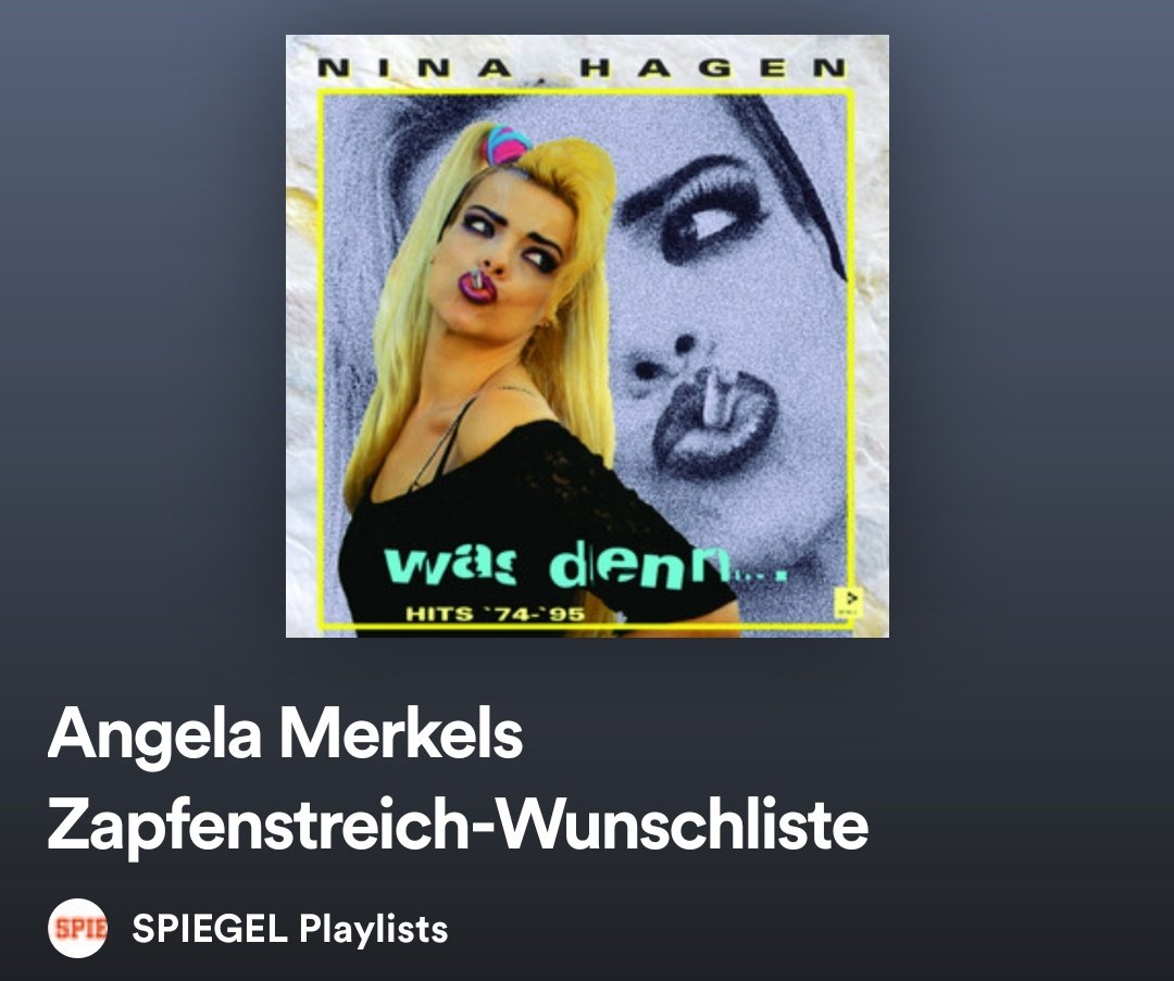 JakobKluck's tweet photo. Man kann vieles über Merkel sagen. Aber was diese Playlist mit meinem Spotify-Algorithmus angestellt hat, werde ich ihr nie verzeihen... https://t.co/gsUgg58u6w