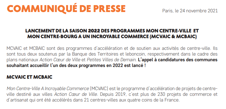 BanqueDesTerr's tweet photo. Lancement de la saison 2022 des programmes Mon centre-ville et Mon centre-bourg a un incroyable commerce 🚀 soutenus par la @BanqueDesTerr et @leboncoin 🤝
Retrouvez plus d'infos 👉 https://t.co/fGIR9zeDAl https://t.co/kNMSfbgZGu