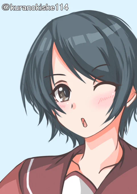私は、ショートヘアのキャラが大好きです。#艦これ版深夜の真剣お絵描き60分一本勝負#艦これ版真剣お絵描き60分一本勝負_20211126 