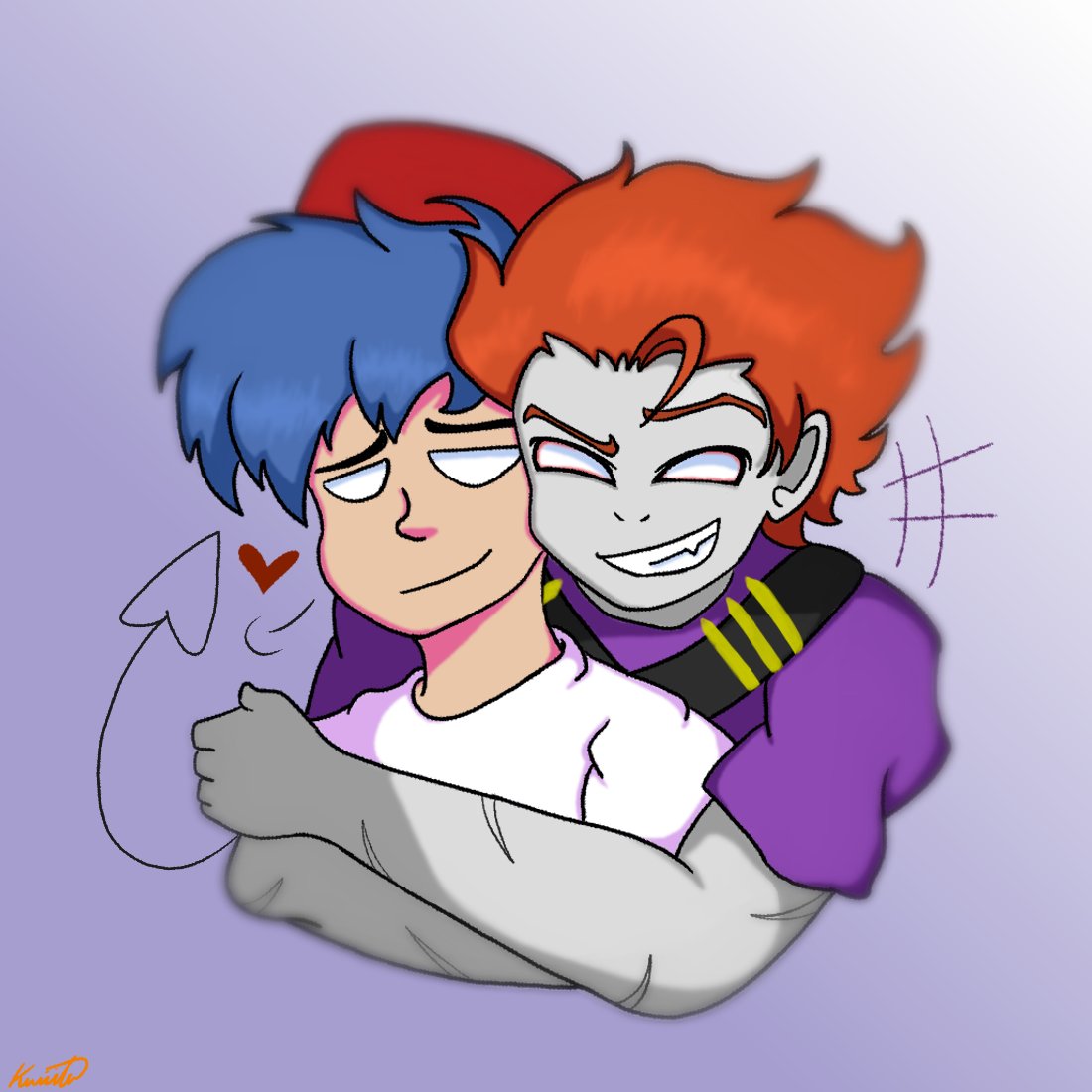 keith_sfw's tweet photo. Did an art trade with @DemonShadyc with their lovely AU ship of Evil BF and Pinconjo~ 💜💙🧡
I also had a fun time with this art trade too! ^^
#fnf #fridaynightfunkin #fnfbf #evilbf #piconjo https://t.co/A2flTCdynR