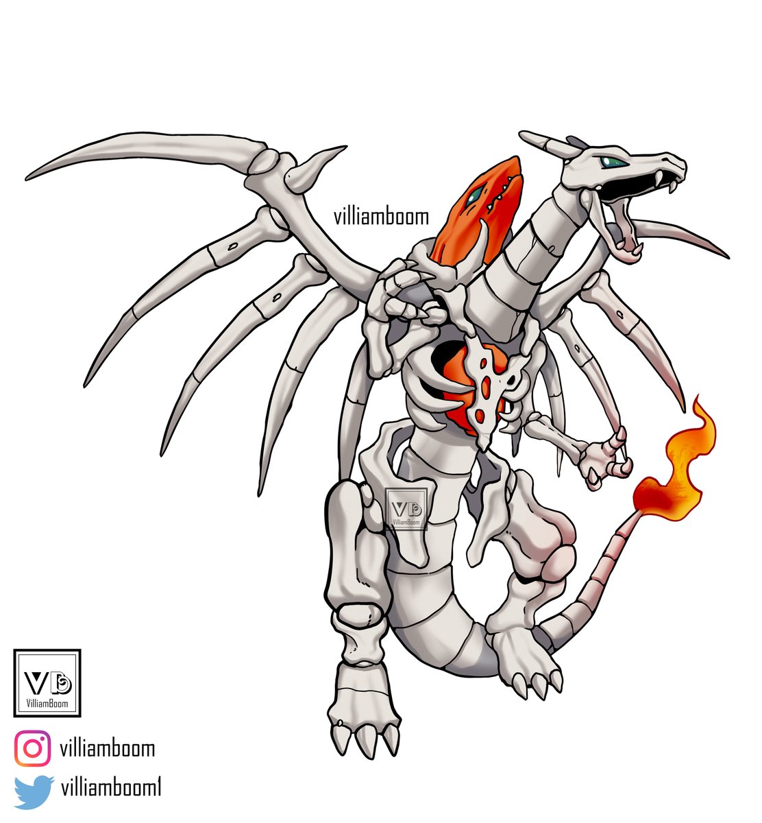 Another commission for kenzo2782 on instagram: Skull Charizard ☠️☠️☠️

#digimon #pokemon #pokefusion #fakemon