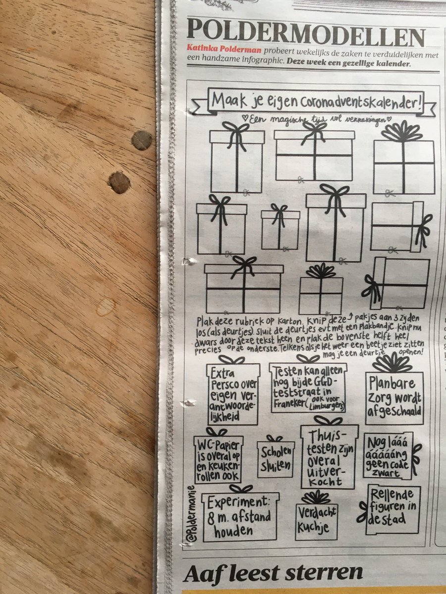 annekeritzen's tweet photo. Dit wordt mijn  #adventskalender om december door te komen. Altijd leuk die rubriek van Katinka Polderman in @volkskrant⁩ https://t.co/sQvQp0GCBz
