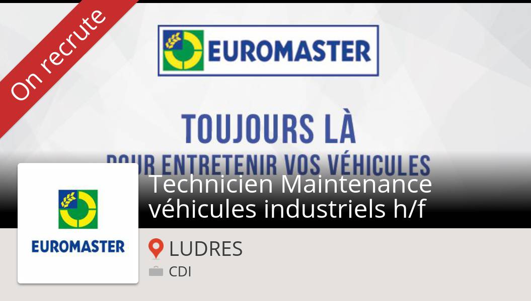 jj_csm's tweet photo. #Euromaster is hiring a #Technicien #Maintenance véhicules industriels h/f, apply now! (#LUDRES) #job https://t.co/6IOrrJrsCu https://t.co/17UVQOYklI