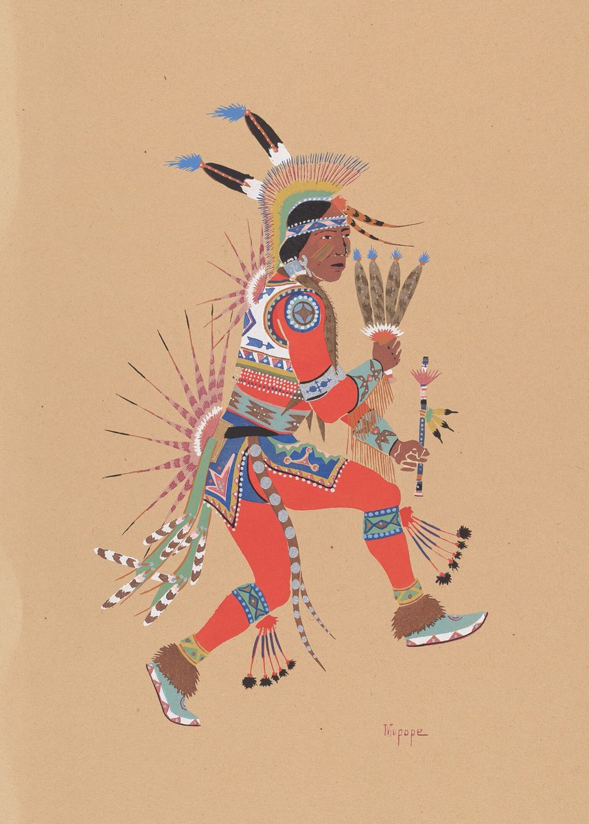 Meet Stephen Mopope. Today, we honor #NativeAmericanHeritageDay with a print by Mopope, artist and member of the Kiowa indigenous tribe.