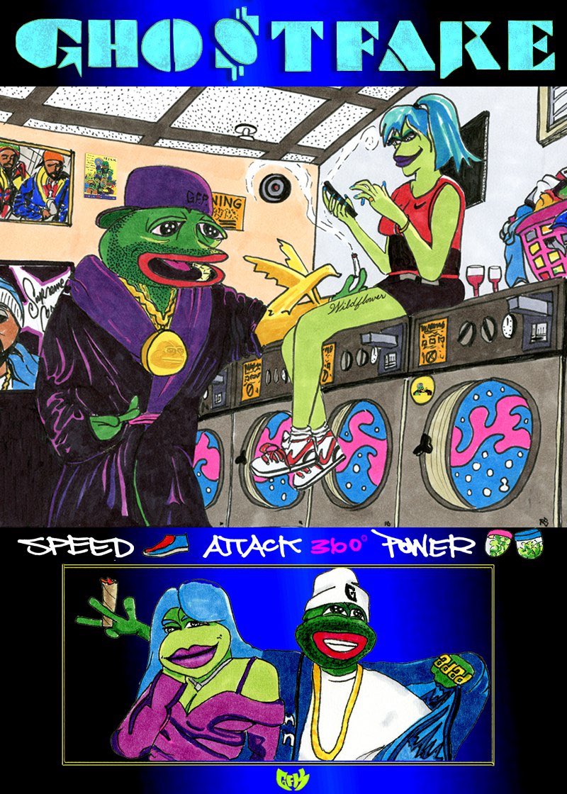 ScrillaVentura's tweet photo. I drew some ghostpepes
GHOSTFAKE - more adult side of ghost to fit the title track.. laundry mat seemed like a good place to spit crypto game to a dame
FAKENUTMEG - inspired by Nutmeg - one of my favorite Ghost songs.. basically tried to draw the energy of the song and lyrics https://t.co/0ac0l4vFPz
