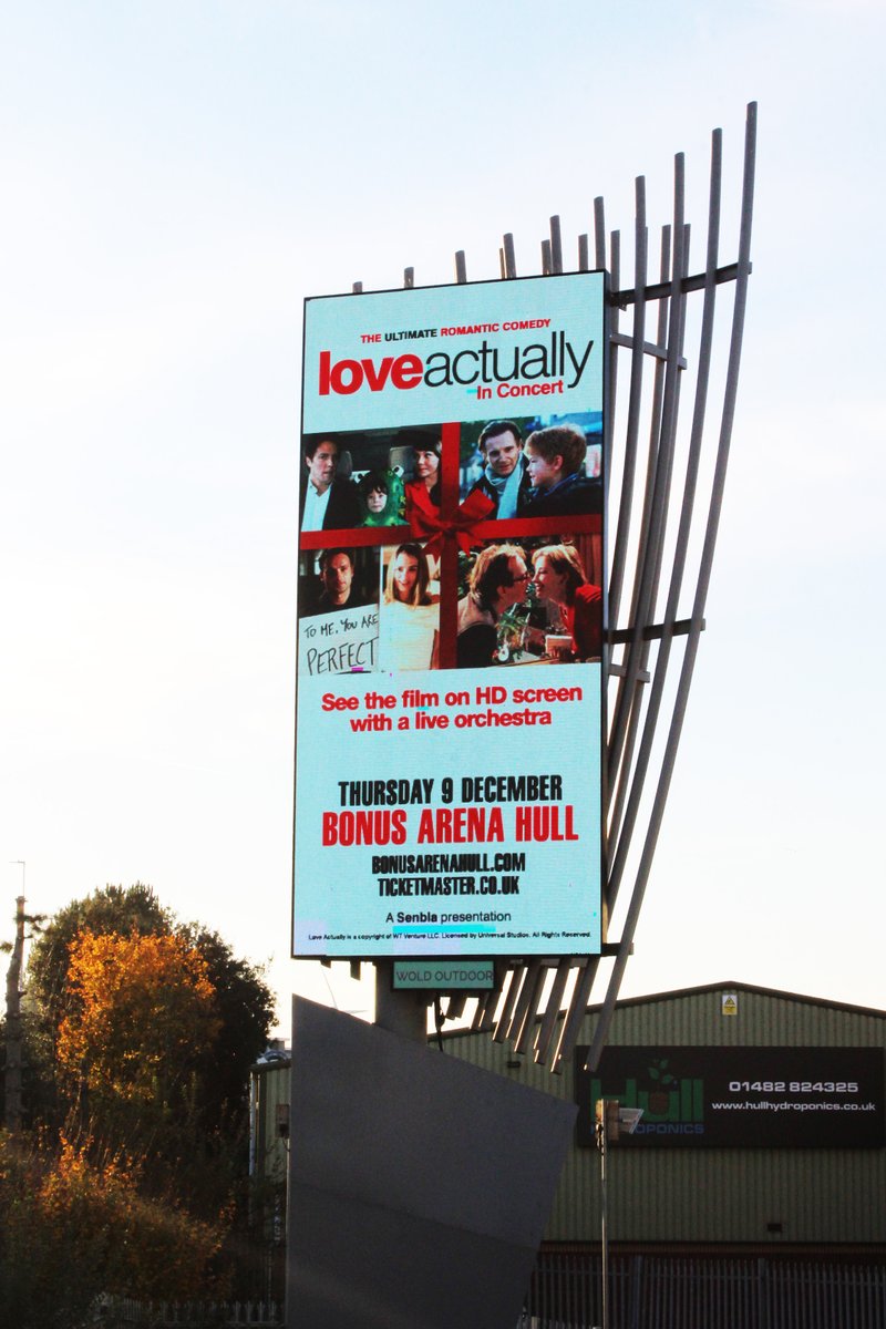 Wold_Outdoor's tweet photo. Another great artwork from our friends over at @bonusarenahull. Oh how we love promoting your events!

Love Actually In Concert will tour the UK in Winter 2021 with a full orchestra performing its soundtrack live to picture.

Tickets on sale now. https://t.co/yvF00DzDDx