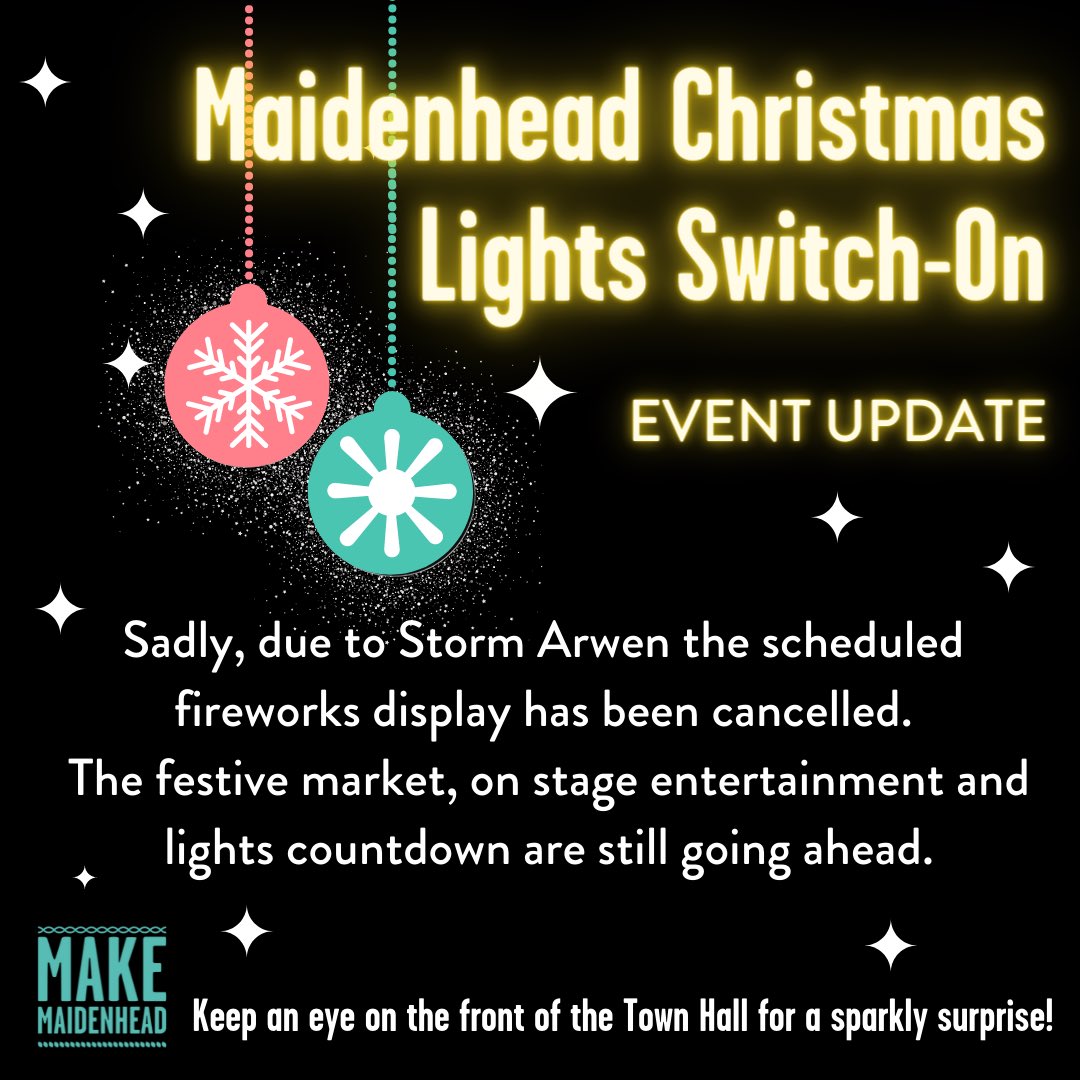 ❗️ Event Update ❗️ 
Sadly, due to the severe weather warnings we have had to cancel tomorrow night's fireworks display. 
We aren't letting #StormArwen rain on our parade - there is still lots to look forward to!✨ 
Wrap up warm and come on down!