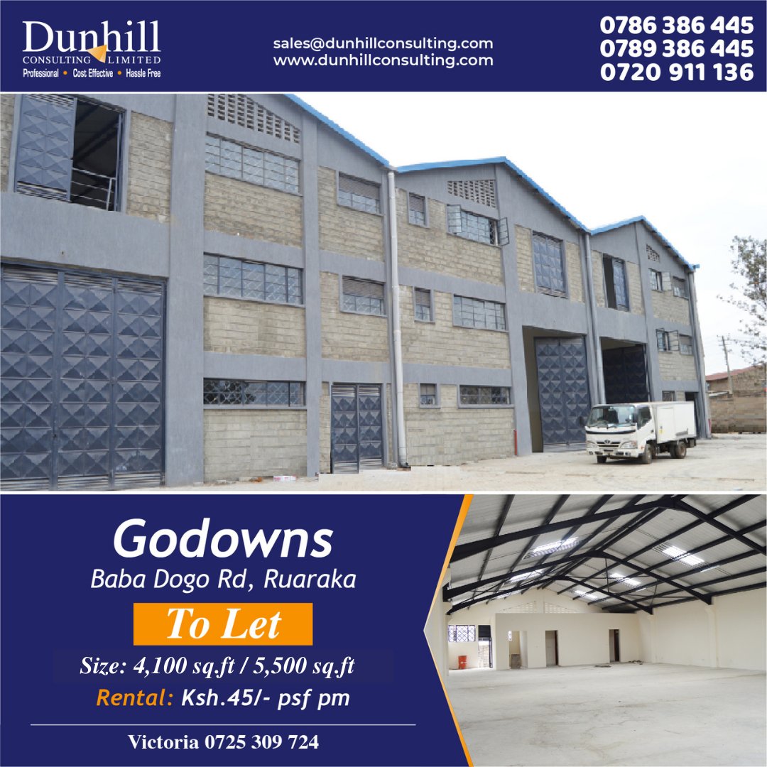 DunhillConsult's tweet photo. 📞0789 386 445 / 0786 386 445 / 0720 911 136
#godown #warehouse #storage #factory #industrial #godowntolet #tolet #babadogo #dunhillconsulting #nairobi #kenya #realtor #warehousetolet #letting #realestate #affordable #secure https://t.co/WKUTHpEGof