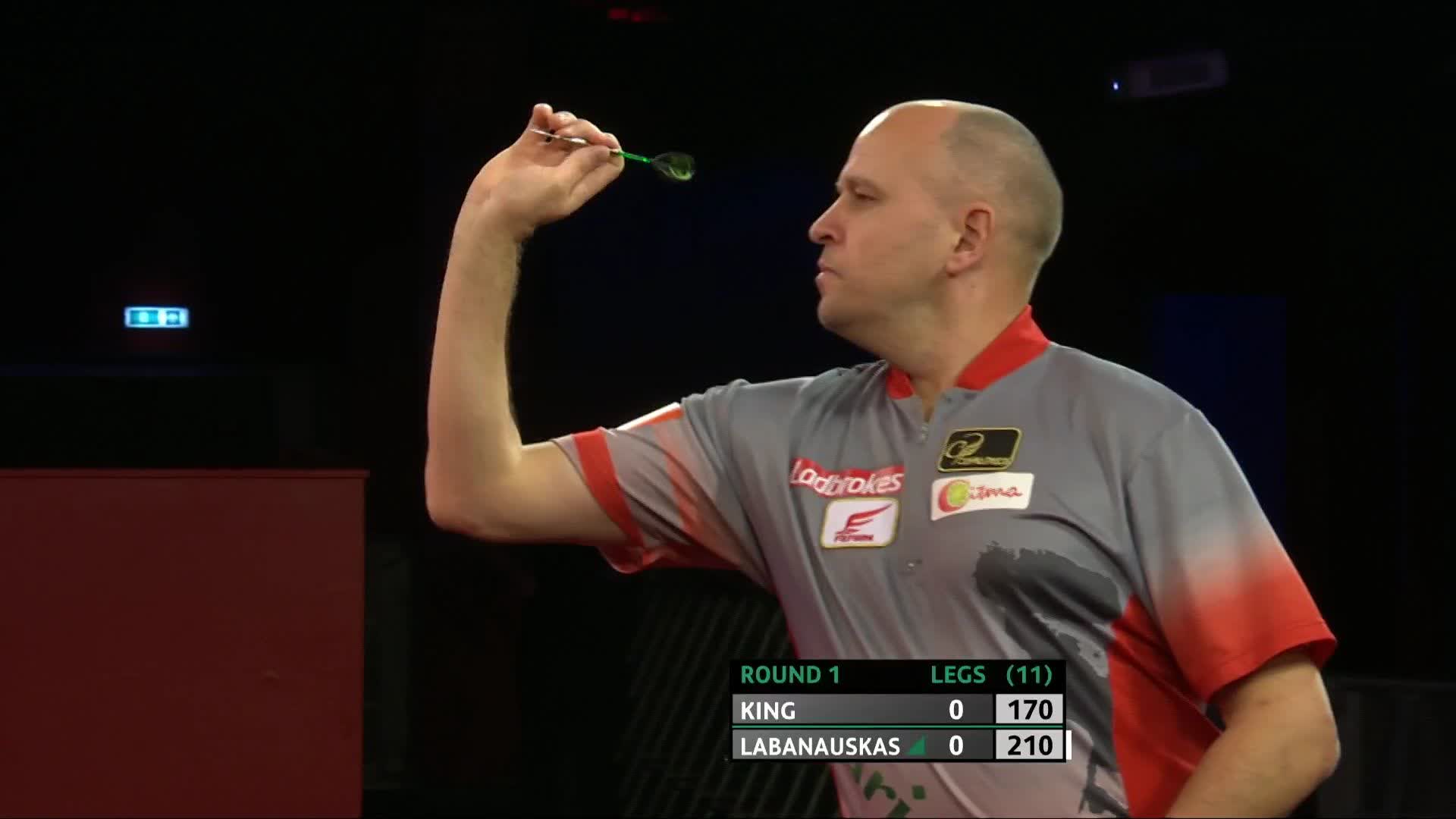 PDC Darts on "𝟭𝟮𝟳 𝗮𝗻𝗱 𝗴𝗮𝗺𝗲 𝗳𝗼𝗿 𝗟𝗮𝗯𝗮𝗻𝗮𝘂𝘀𝗸𝗮𝘀! What a start for Lithuania's Darius Labanauskas as he takes out a 127 to take the lead over Mervyn King. https://t.co/NL5eLuVCaJ" / Twitter