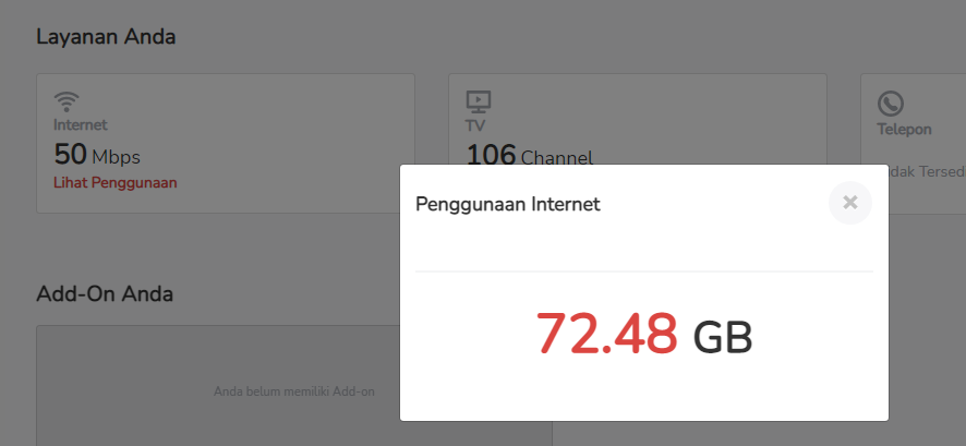 weldisaja's tweet photo. @IndiHomeCare min, internet saya tiba2 turun speednya, penggunaan baru 70gb di paket 50mbps. bisa minta tolong di cek? https://t.co/8yFZEUJ3aW