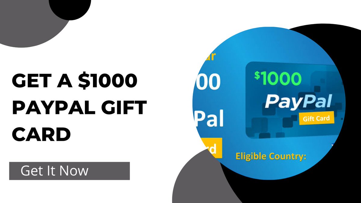 Eligible For USA
Giveaway 😱😱😱
Get a $1000 paypal gift card 
Go to the link, sign up with your email and win $1000 PayPal Gift Card.🥰🥰🥰
Click this link👇👇👇👇
tinyurl.com/4ks3zjhs

#Paypalgiftcard #gift #giftcards #giftideas #giveaway #giftcardgiveaway