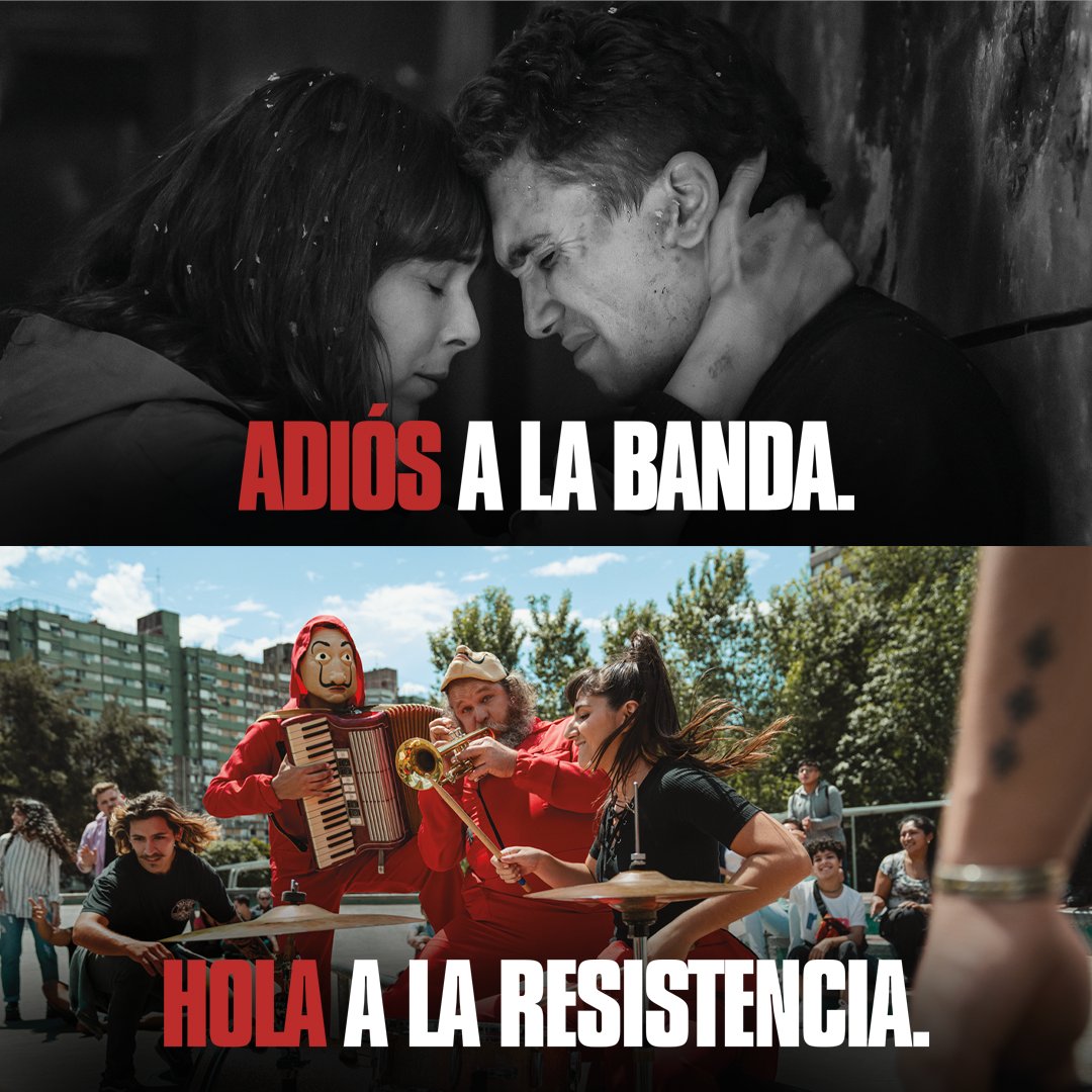 NetflixLAT's tweet photo. Llegó el momento de decirle adiós a la banda de atracadores y hola a los fans que se unieron a la Resistencia. La Casa de Papel disponible el 3 de diciembre. #CiaoLCDP. https://t.co/uCn1Yb31nu