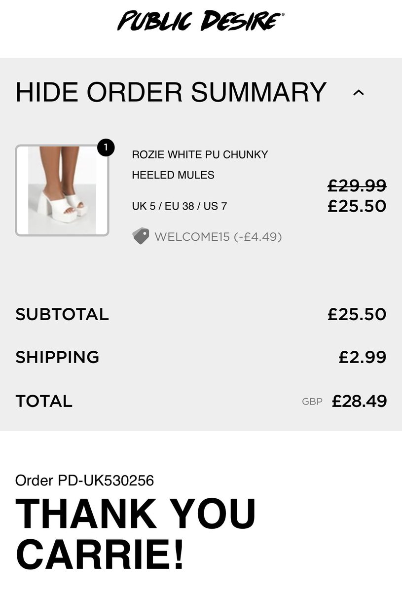 carriejaynef's tweet image. Don’t fall into the trap this Black Friday where companies put their RRP up to make you think you’ve got a bargain. These shoes were £29.99 full price last month when I got them but now they’re £59.99 full price and £29.99 is a special Black Friday deal @PublicDesire 🤷🏻‍♀️