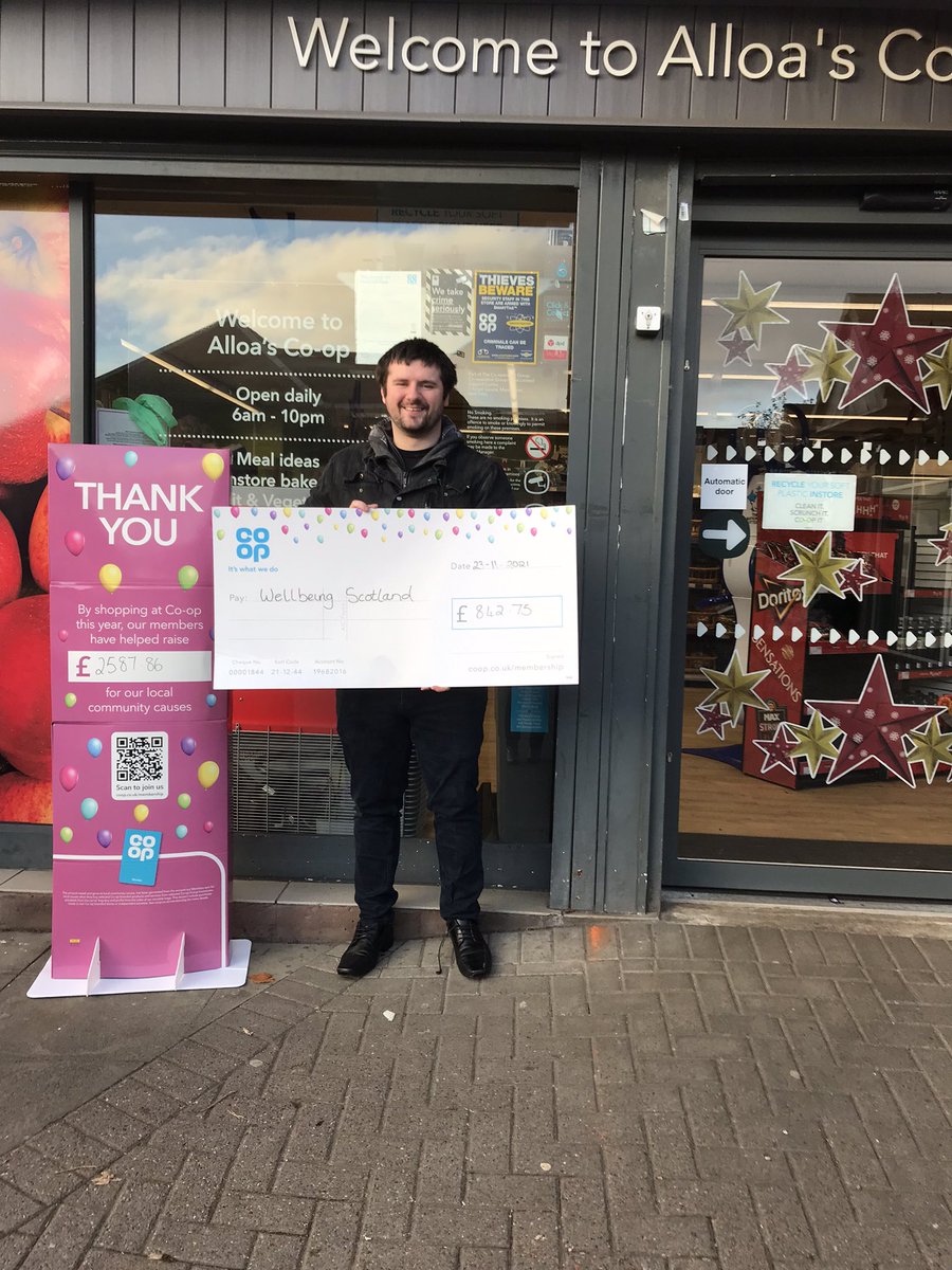 irenemacca's tweet photo. Was lovely to meet up with Foodstore &amp; Funeralcare colleagues to present Alloa @coopuk LCF cheque to @DanielWellbeing this week. @wellbeingscot are a great charity continuing to do fantastic work to support so many people. #ItsWhatWeDo #Community @KatyPenman https://t.co/7TVhX2DIpp