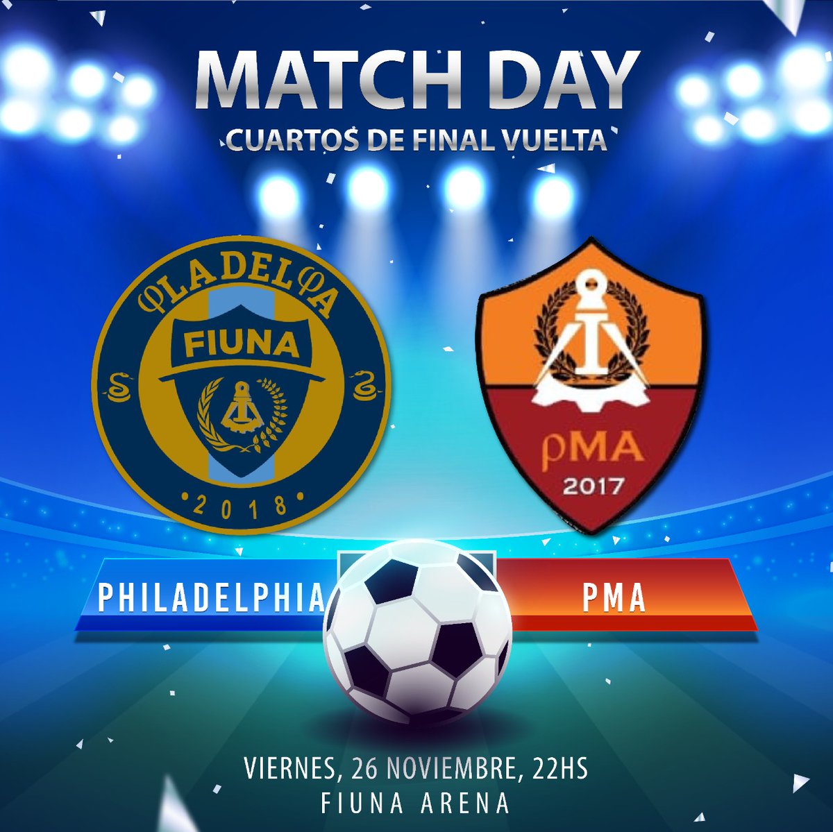 MATCH DAY ‼️
Hoy juegan ambos equipos 💪🏼

🏟️: FIUNA ARENA

Philosas 🔥🐍 
🆚 <a href="/lasfifis_fc/">Las Fifi FC</a>
🕒 20:30

El Phila 👊🏼🐍 Buscando la clasificación a 4tos de final 🔥
🆚 <a href="/pma_FC/">La ρma FC</a>
🕒 22:00

#VamosPhila🐍  #Philosas🐍🔥 
<a href="/COF_FIUNA/">Comité Organizador de Fútbol</a> <a href="/JaguaiMkt/">Jagua'i</a>