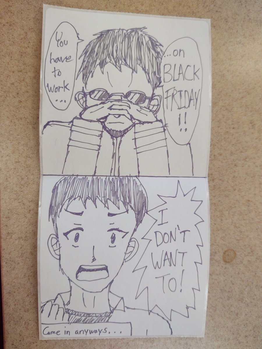 FantasyWolf7's tweet photo. Just awaiting the rush at work...

#FanArtFriday #fanart #evangelion #anime #animefanart #doodle #BlackFriday #BlackFriday2021 https://t.co/9TWL667m85
