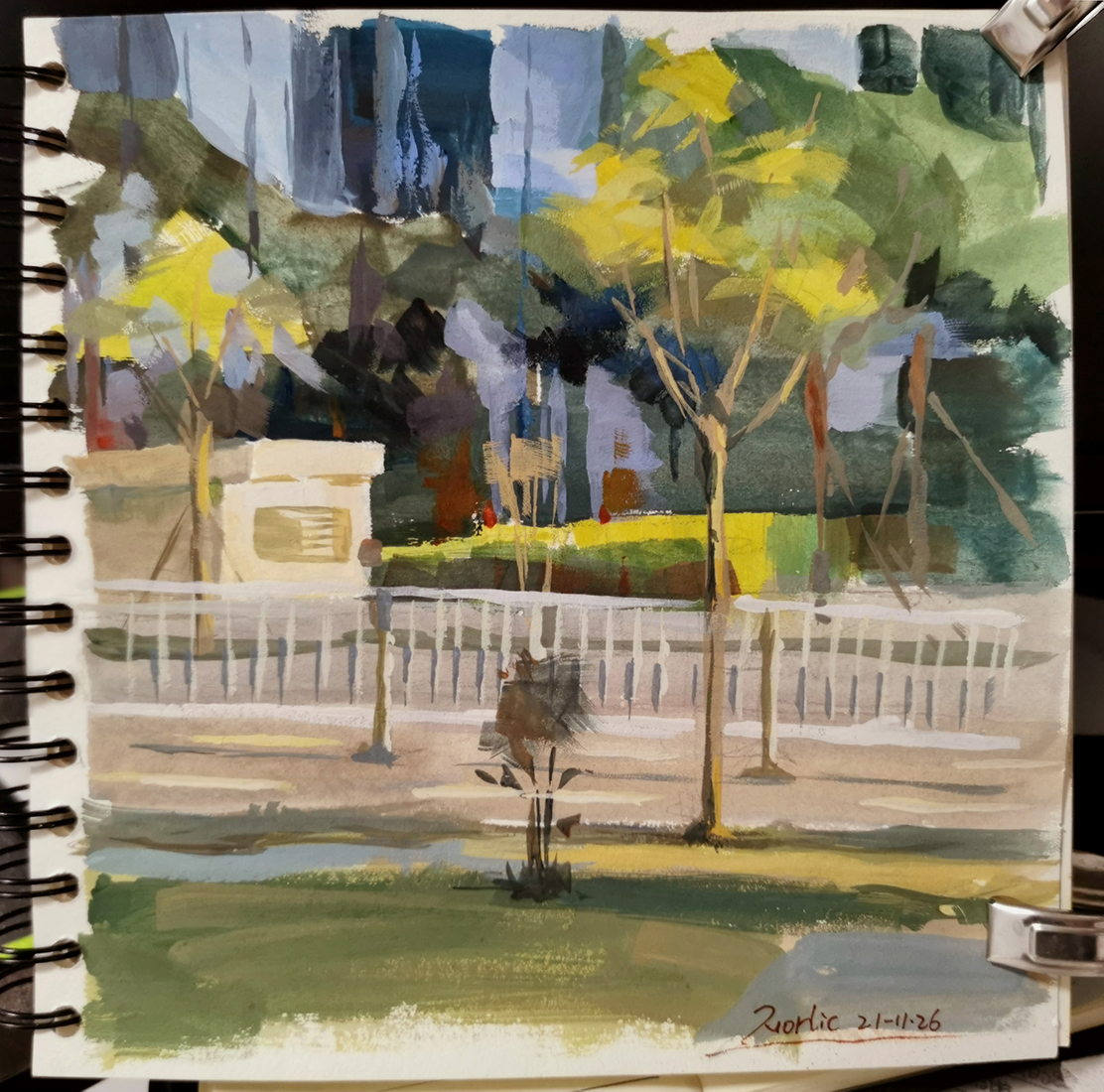 Norlicthemanul's tweet photo. Go out to do plein air paint today #pleinair  #painting #sketch #gouache https://t.co/jl6S6wW67m