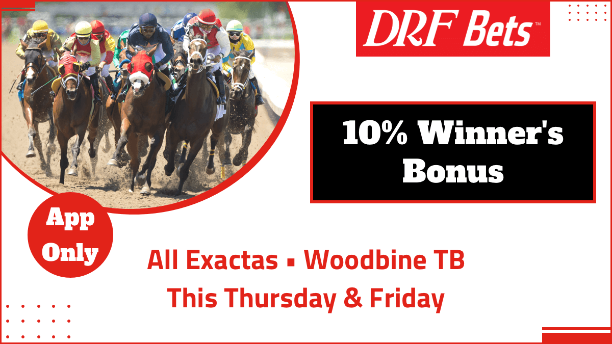 DailyRacingForm's tweet photo. Thanksgiving is OVER, it's time to PLAY THE RACES!
Special offer for #DRFBets app users: there's a 10% winner's bonus on all exactas @WoodbineTB today!
Opt in here: https://t.co/MNElkryKHg https://t.co/qBoqXy9qVl