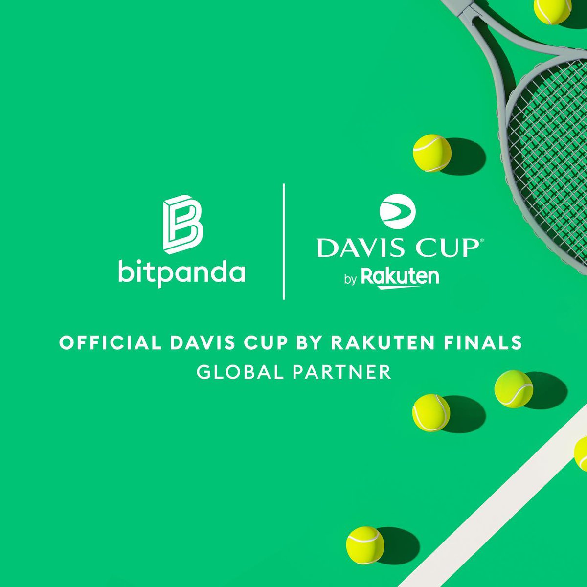 Bitpanda's tweet photo. Gleich spielt Dennis Novak gegen die Nummer 1 der Welt, @DjokerNole beim @DavisCup 
Welcher der beiden Novaks ist für euch der GOAT? 🐐 😉 https://t.co/lmTq8hMZKr