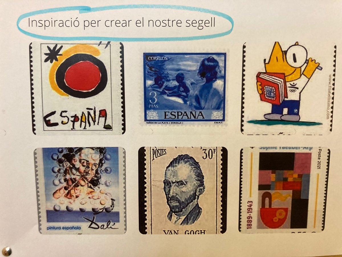 CervantesEscola's tweet photo. Els i les de 5è fem #mailart i avui dissenyem els nostres propis segells. Ja només queda enviar les nostres postals per fer bescanvi d’art amb una altra escola de Barcelona. Aviat, més info! @consorciedubcn https://t.co/dJDsTqA7jA