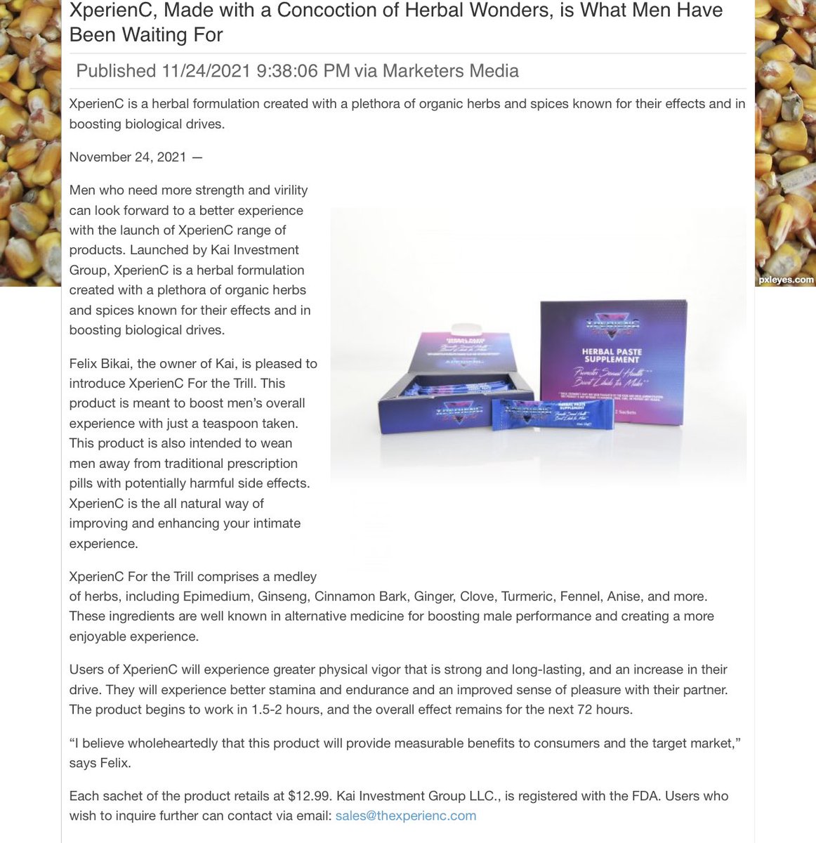 XperiencU's tweet photo. Todays press #pressrelease #xperienc #herbalpaste #maccun #mesirpaste #honey #sexdrive #libidoboost #men #woman https://t.co/Ly1IHz6giU