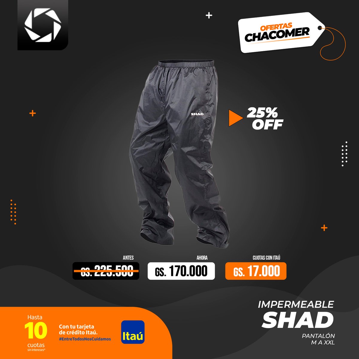 chacomer's tweet photo. Si elegís protegerte y verte bien a la vez, esta #OFERTACHACOMER es exclusiva para vos. Contactanos al https://t.co/5fTtifPuhQ o visitanos en https://t.co/YyVgKxeTme #indumentaria #chaqueta #Riffel #Shad #Probiker https://t.co/mlttjbpCjb