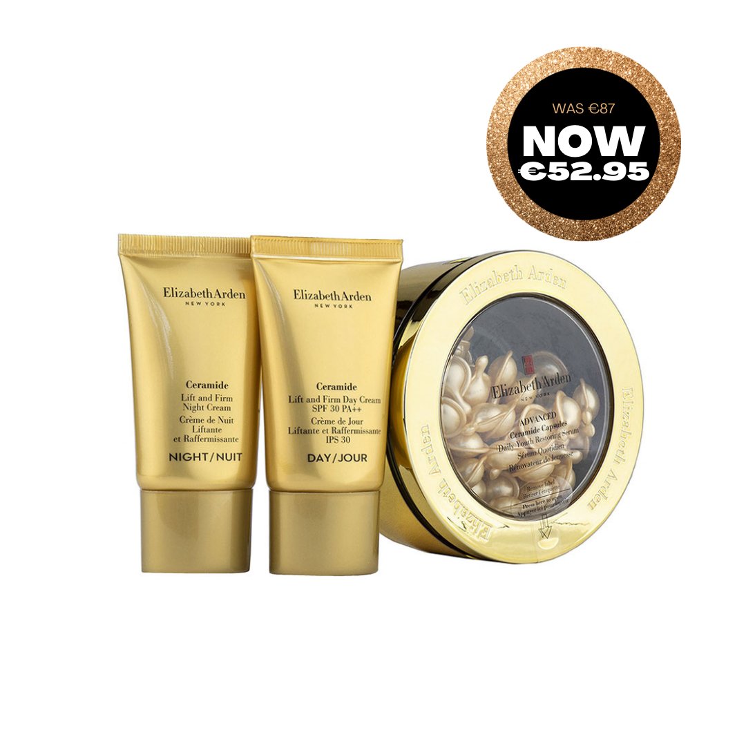 Unwrap big savings with Elizabeth Arden 👉🏻 tinyurl.com/2rdy7xd9

Contains:
•60 Capsules 28ml Advanced Ceramide Capsules
•15ml Ceramide Lift and Firm Day Cream SPF 30 PA++
•15ml Ceramide Lift and Firm Night Cream

#BlackFriday2021 #BlackFriday #BF21 #McElhinneys