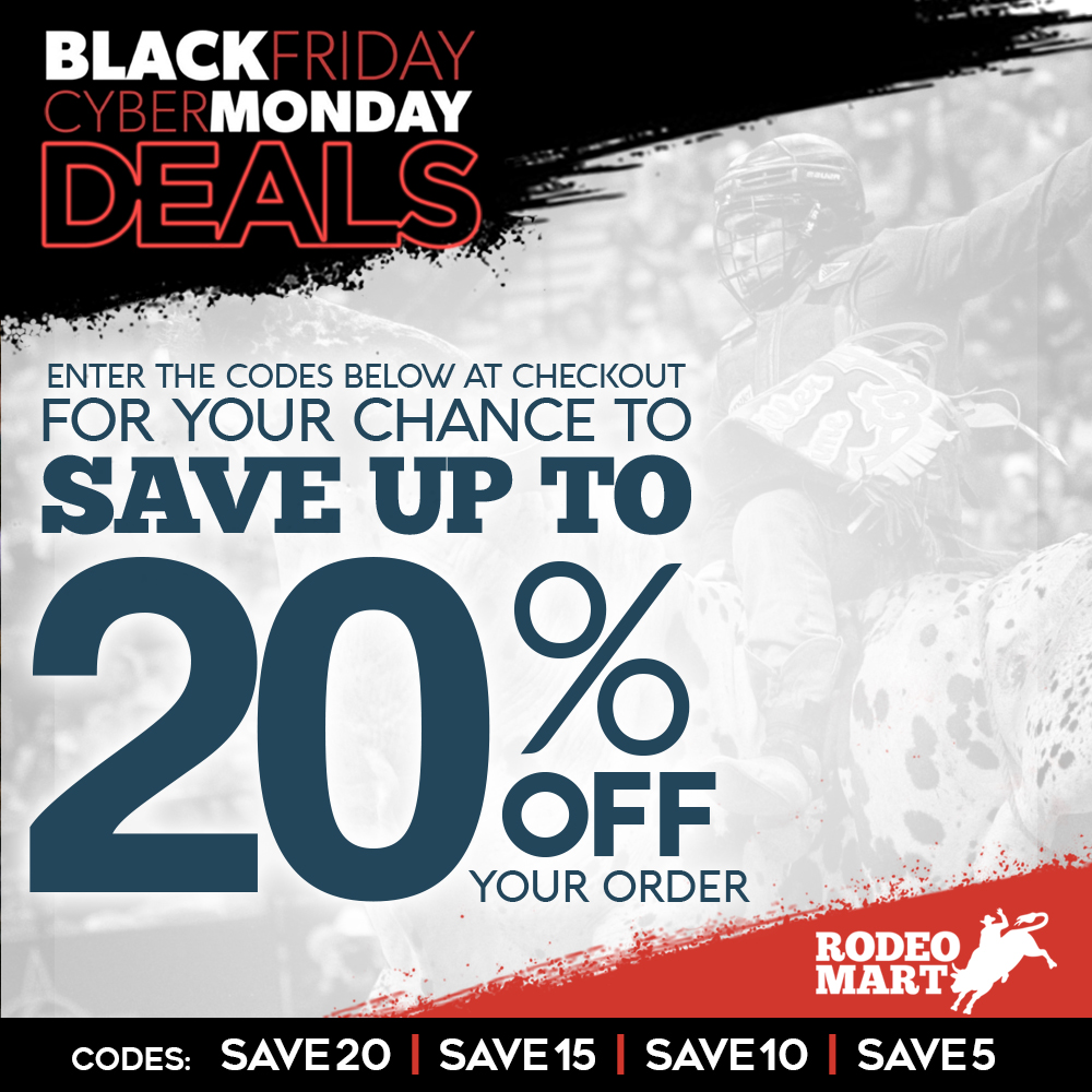 All weekend long! 🤩 
Save up to 20% OFF your purchase using the codes at the bottom and earn TRIPLE points for every $1 you spend! 

Use the link below to shop now!
rodeomart.com