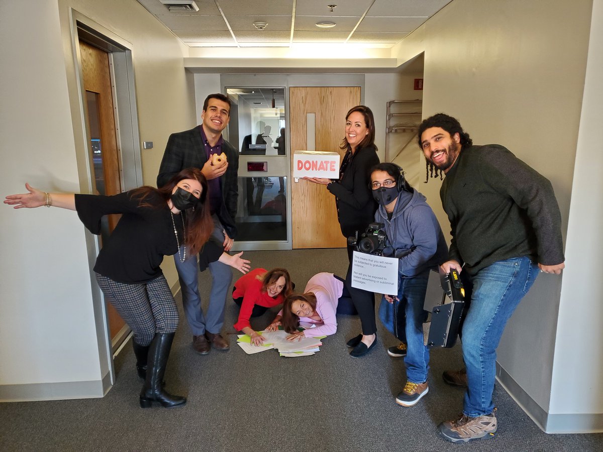 rhodeislandpbs's tweet photo. We went a little (dough)nuts shooting our year-end holiday message! 🍩 We hope you enjoyed watching it as much as we enjoyed making it. Happy Holidays from WSBE Rhode Island PBS! https://t.co/8MhIqWea66