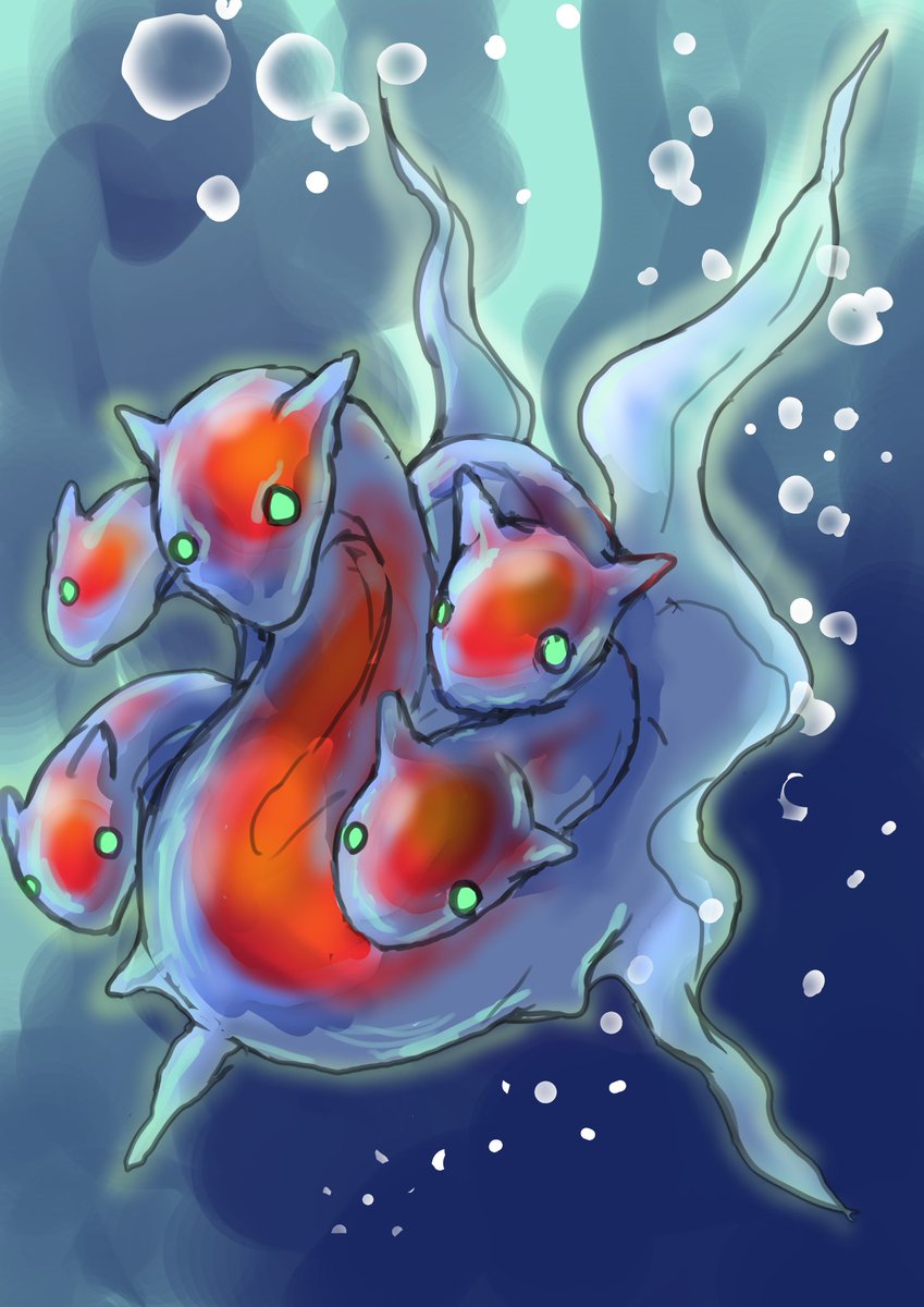 GrayishDrawing's tweet photo. #人外版深夜の真剣お絵描き60分一本勝負 
お題
「アナタが考える羽/翅が生えた水棲人外」
「ヒドラ」

モチーフはクリオネです。 https://t.co/pXLOB1AoGP