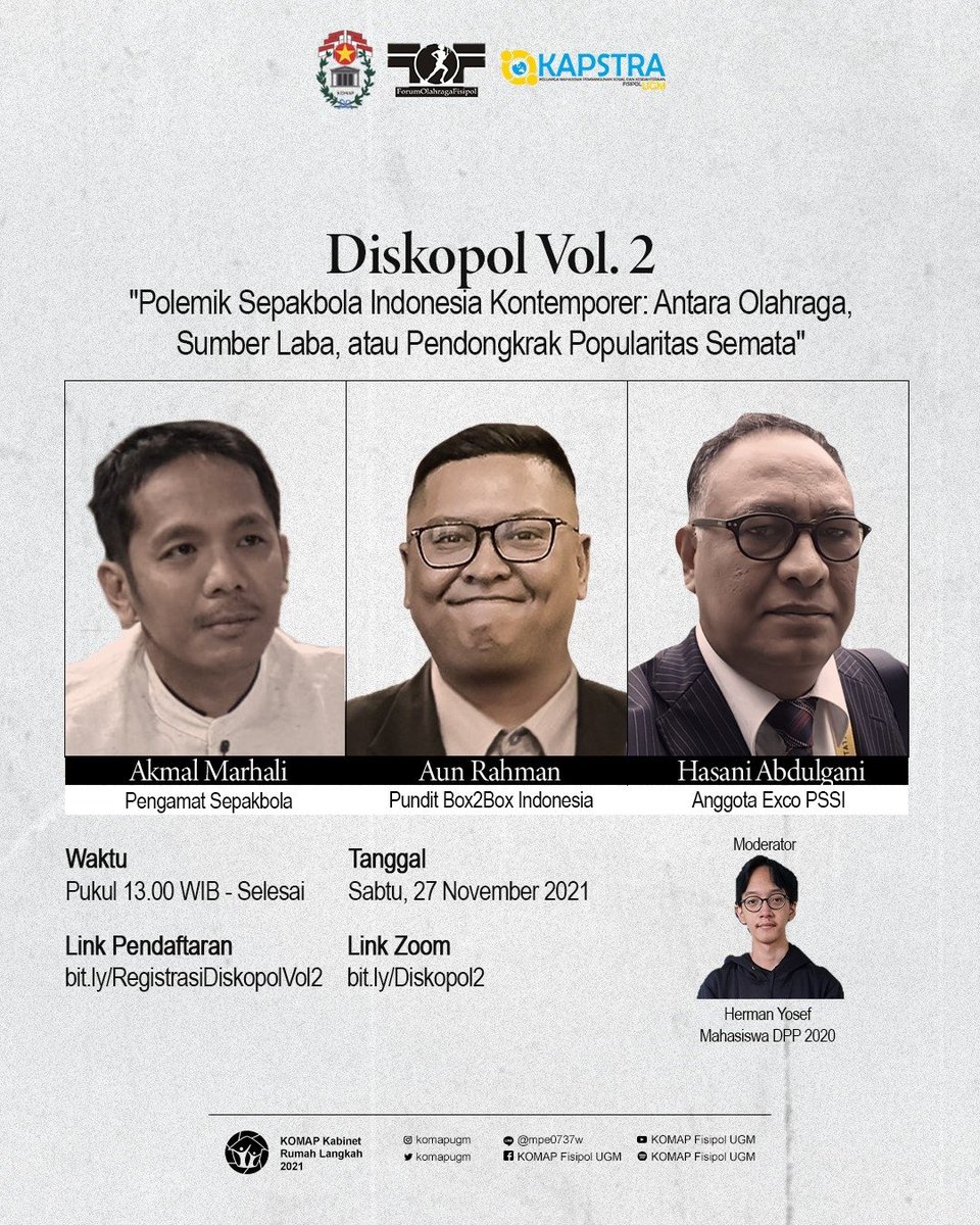 komapugm's tweet photo. Sepak bola Indonesia tidak pernah luput dari pemberitaan. Dari yang 𝘮𝘢𝘪𝘯𝘴𝘵𝘳𝘦𝘢𝘮 hingga sensasional. Sederet masalah menghalanginya berkembang. Tidak berlebihan jika dikatakan bahwa sepak bola Indonesia
"baru bangun mati suri, terbentur masalah diluar lapangan". https://t.co/6Ig4S9Tj0h