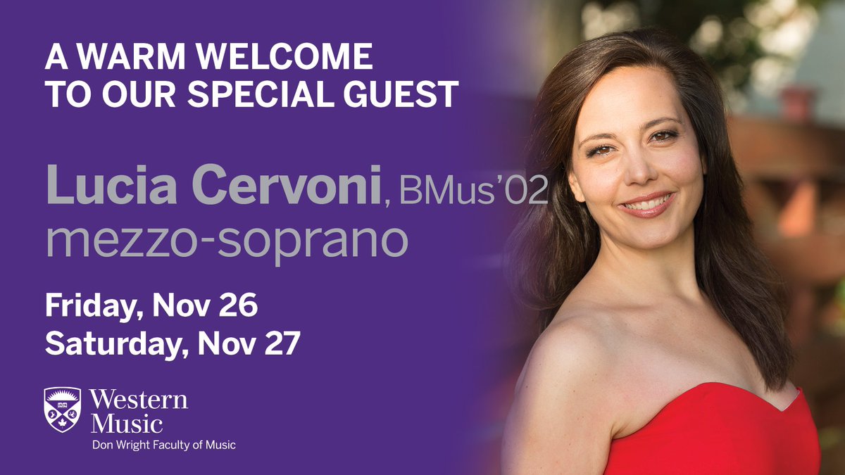 Welcome back, @LuciaCervoni BMus’02! Our #voice students and faculty are excited for the next two days of masterclasses and Q&amp;A with you <a href="/WesternU/">Western University</a>  #purpleandproud