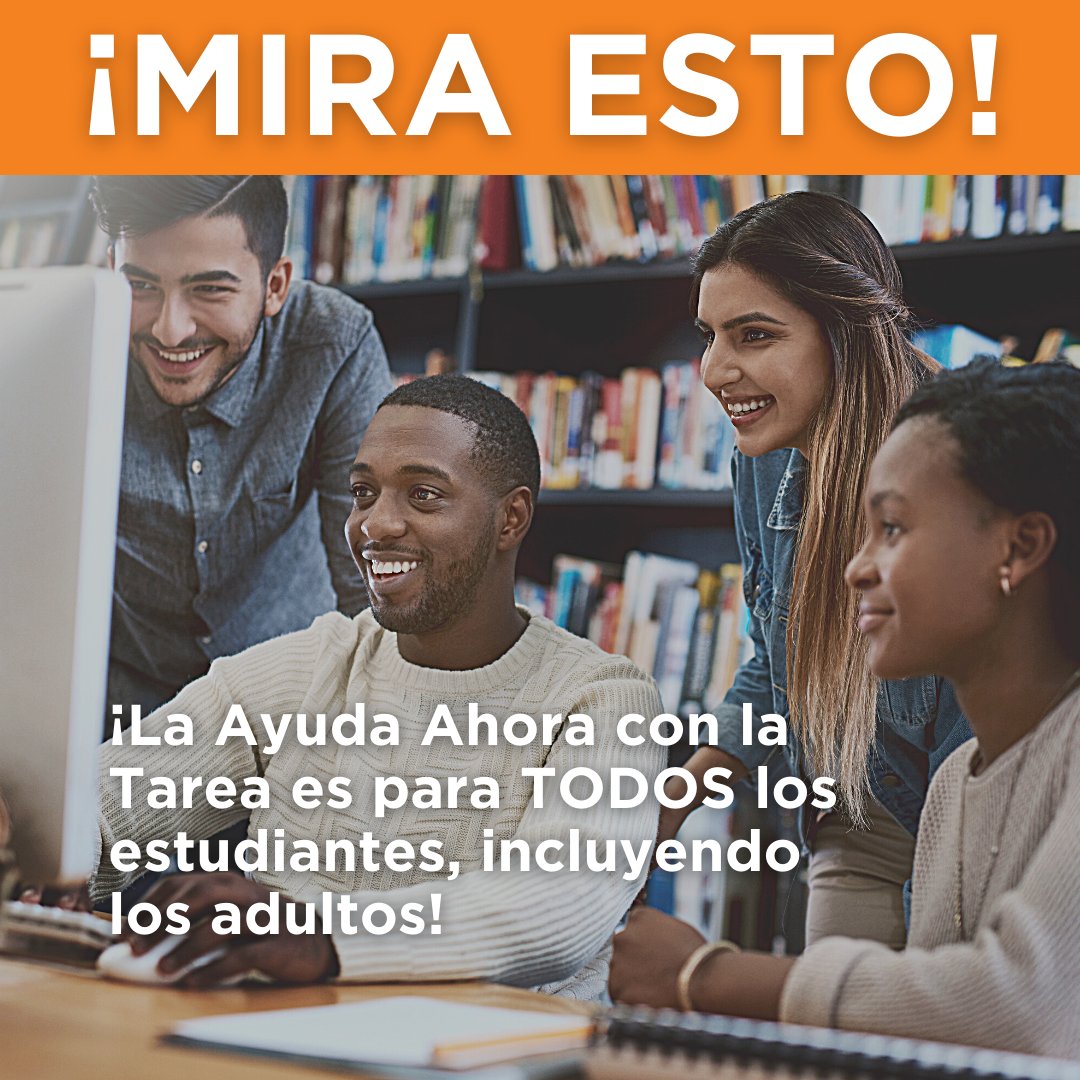 tulsalibrary's tweet image. ¡La Ayuda Ahora con la Tarea es para TODOS los estudiantes, incluyendo los adultos! Usa el Centro de Aprendizaje de Adultos para alcanzar tus objetivos de aprendizaje y laborales. tulsalibrary.org/homework-help-…

#tulsalibrary #adultlearners #adultlearningcenter #onlinelearning
